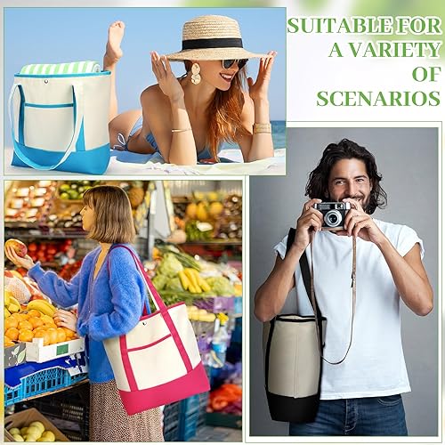 Miniatura 7 de Sanwuta Paquete de 12 bolsas de lona a granel con asas, bolsas reutilizables para compras de comestibles, bolsas en blanco para mujeres, mamá,
