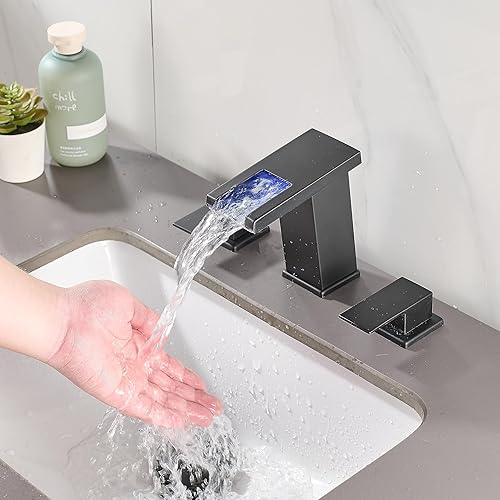Miniatura 4 de Grifo de lavabo de baño, grifo de baño de 3 agujeros, cascada, grifo de cascada, grifo de cascada, grifos de tocador de baño para fregaderos, 3