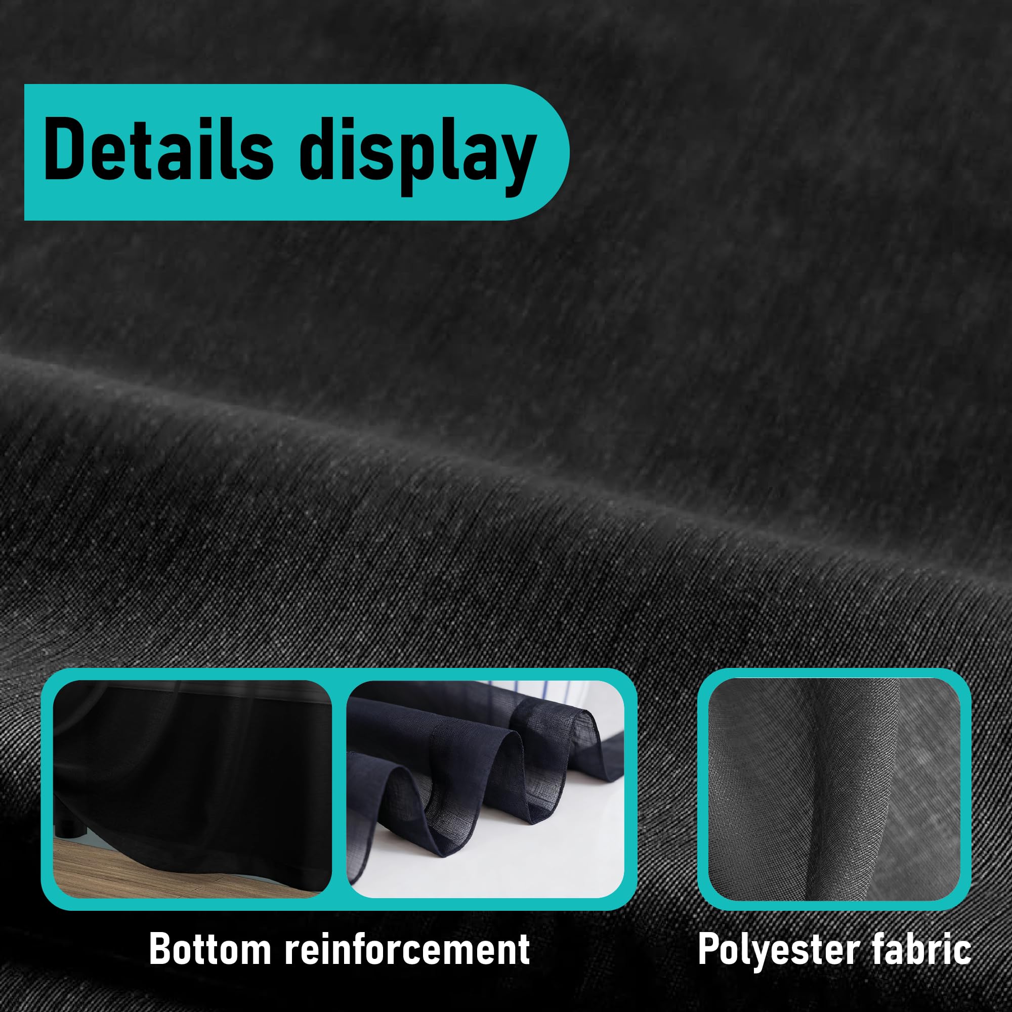 JIAFANG Cortina de Gasa 140 x 270 cm Transparente Ventana Visillos Translucidas Monocolo para Ventanas Cortinas Dormitorio, Negro