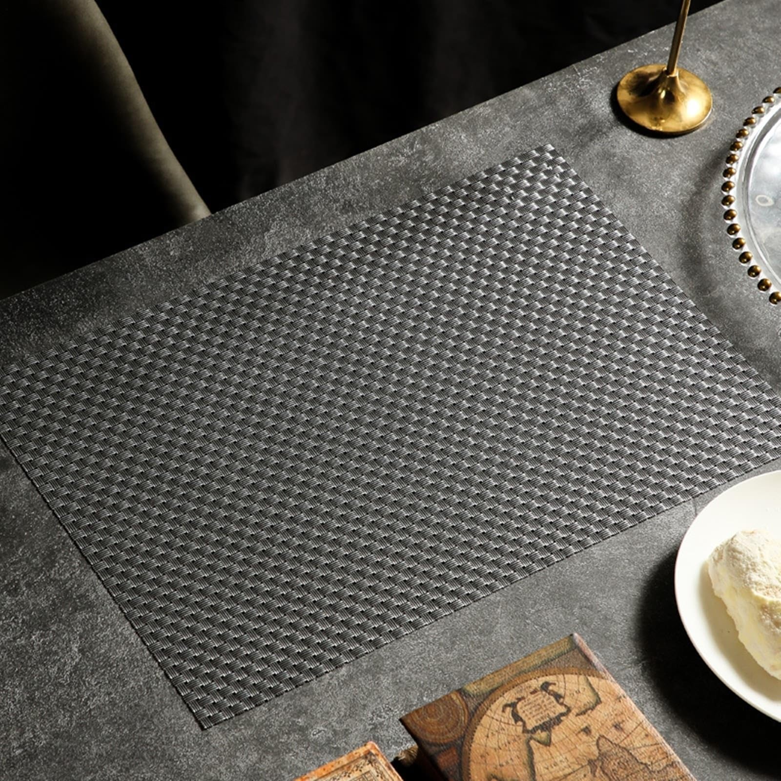 Placemat - Set di 10 tovagliette da tavolo, tinta unita, struttura tessuta 30 x 45 cm, per cucina e sala da pranzo