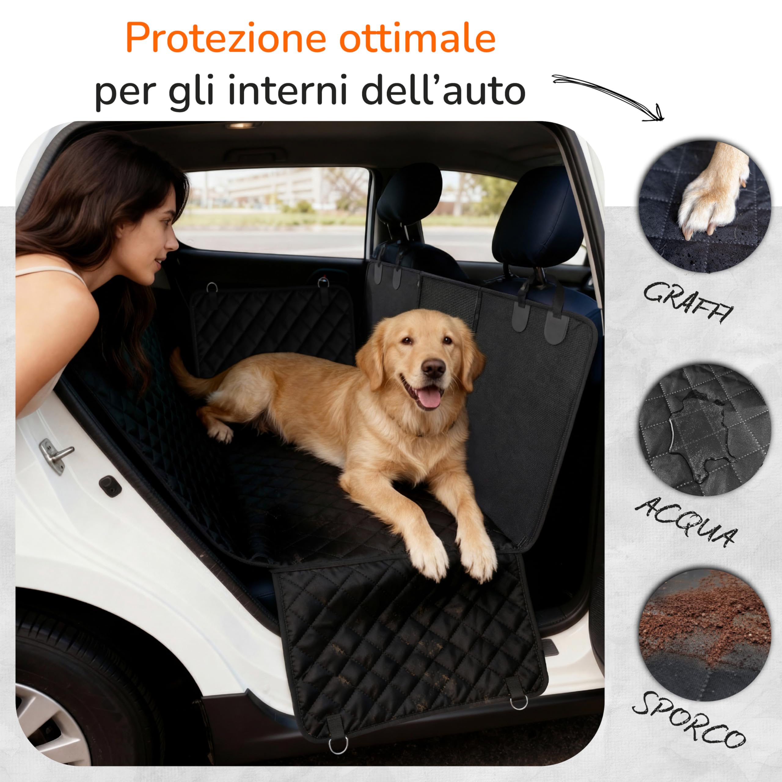 Upgrade4cars Telo Sedile Posteriore per Cani Universale Impermeabile e Antiscivolo Accessori Auto Cane Durevole