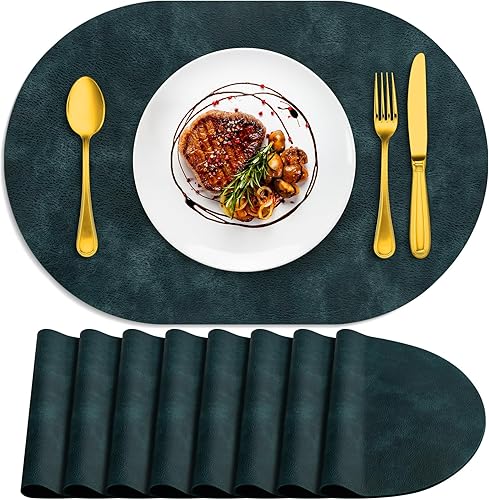 Miniatura 44 de ADRIMER Manteles Individuales, Juego de 8 Manteles Individuales Ovalados Resistentes al Calor Lavables de 12 x 17 Pulgadas, Manteles de Mesa Cúrcuma