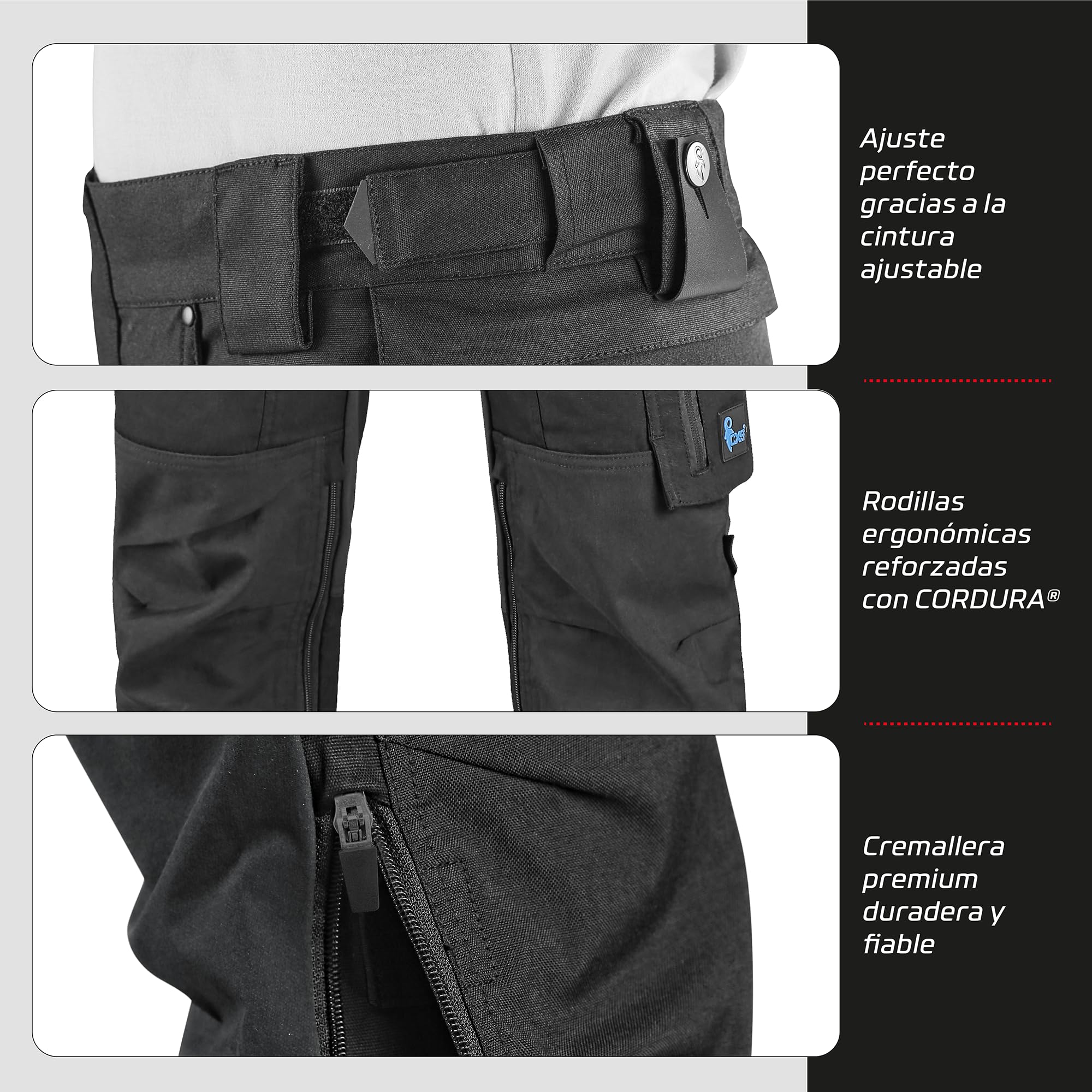 CXS® Pantalón de Trabajo para Hombre con Refuerzos Cordura®, Stretch Resistente, Gran Libertad de Movimiento, múltiples Bolsillos y Bolsillos para Rodilleras, Ideal para Obra y Taller