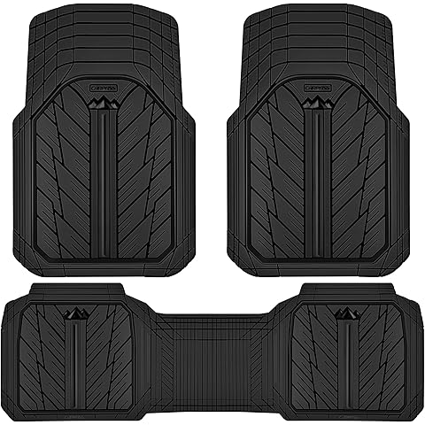 CAR PASS Heavy Rubber Car Floor Mats, Deep Waterproof Car Mats All Weather, Universal Trim-to Fit Automotive Floor Mats for Car SUV Truck Van, Durable Floor Liners Solid Black
