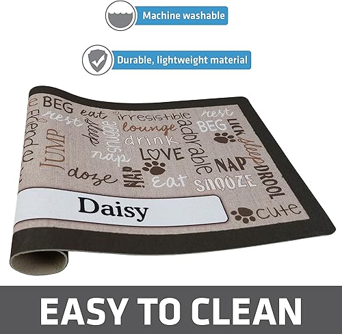 Miniatura 4 de Drymate Mantel individual personalizado para tazón de mascotas, tapete personalizado de alimentación de alimentos para perros y gatos, tela