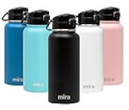 MIRA 32 oz Insulated Water Bottle - Stainless Steel Thermo with One-Touch Quick-Open Spout - Double Wall Hot & Cold (24Hr Cold/12Hr Hot) - Black