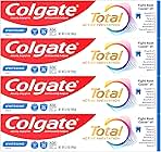 Colgate Total Whitening Toothpaste Paste, 5.1 oz, 4 Pack, Fluoride, Antibacterial, for Plaque, Gingivitis, Sensitivity, Stain Removal, Clinically Proven, Mint, Teeth Whitening, Stannous Fluoride