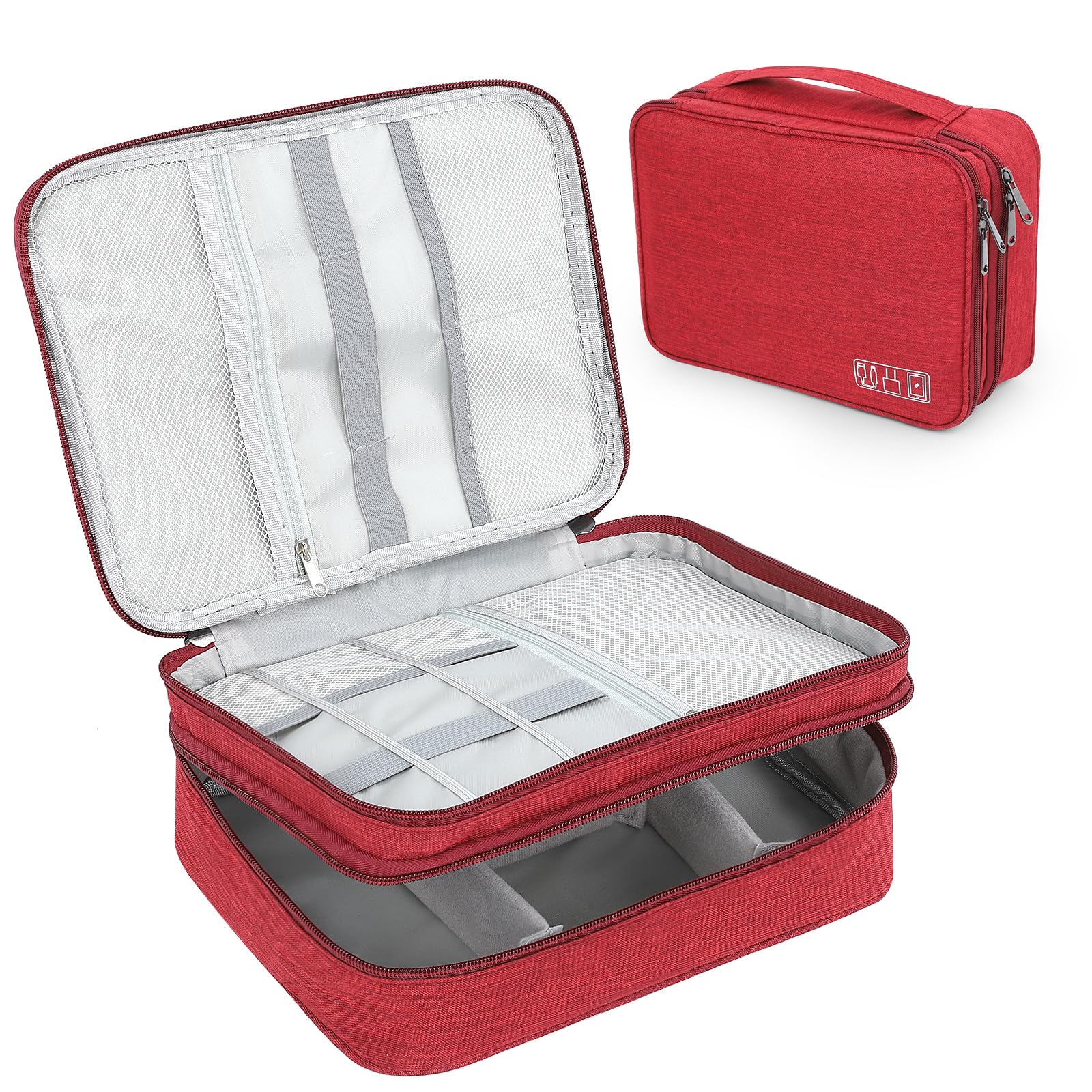 AiQInu Organizer Cavi Borsa da Viaggio Organizzatore Cavi Resistente All'acqua Portatile Porta Cavi Organizer per Caricatore, Chiavetta USB, Auricolare, Power Bank, Hard Disk, Scheda SD