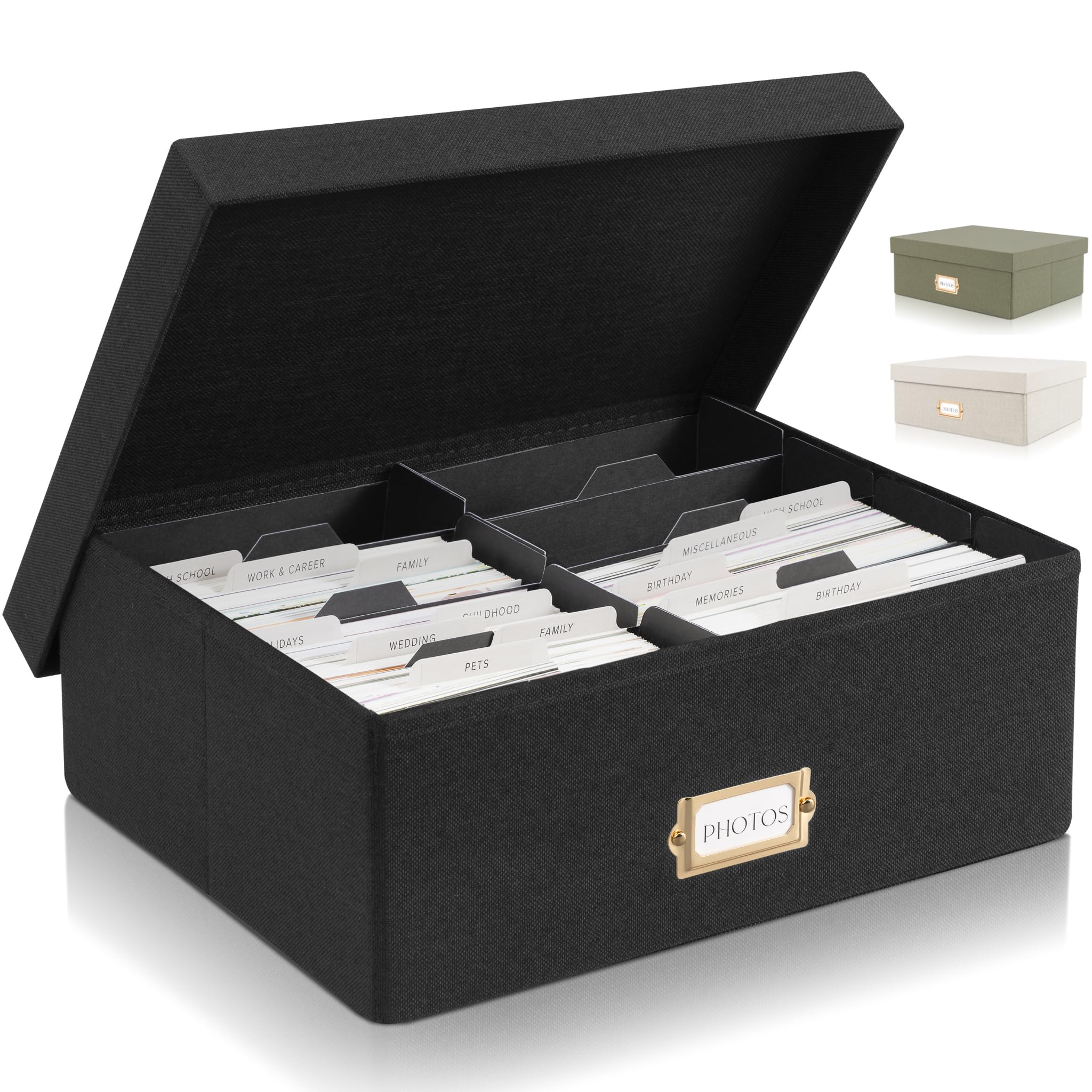 Amazon.com: ZICOTO Decorative Photo Storage Box - Sturdy Linen