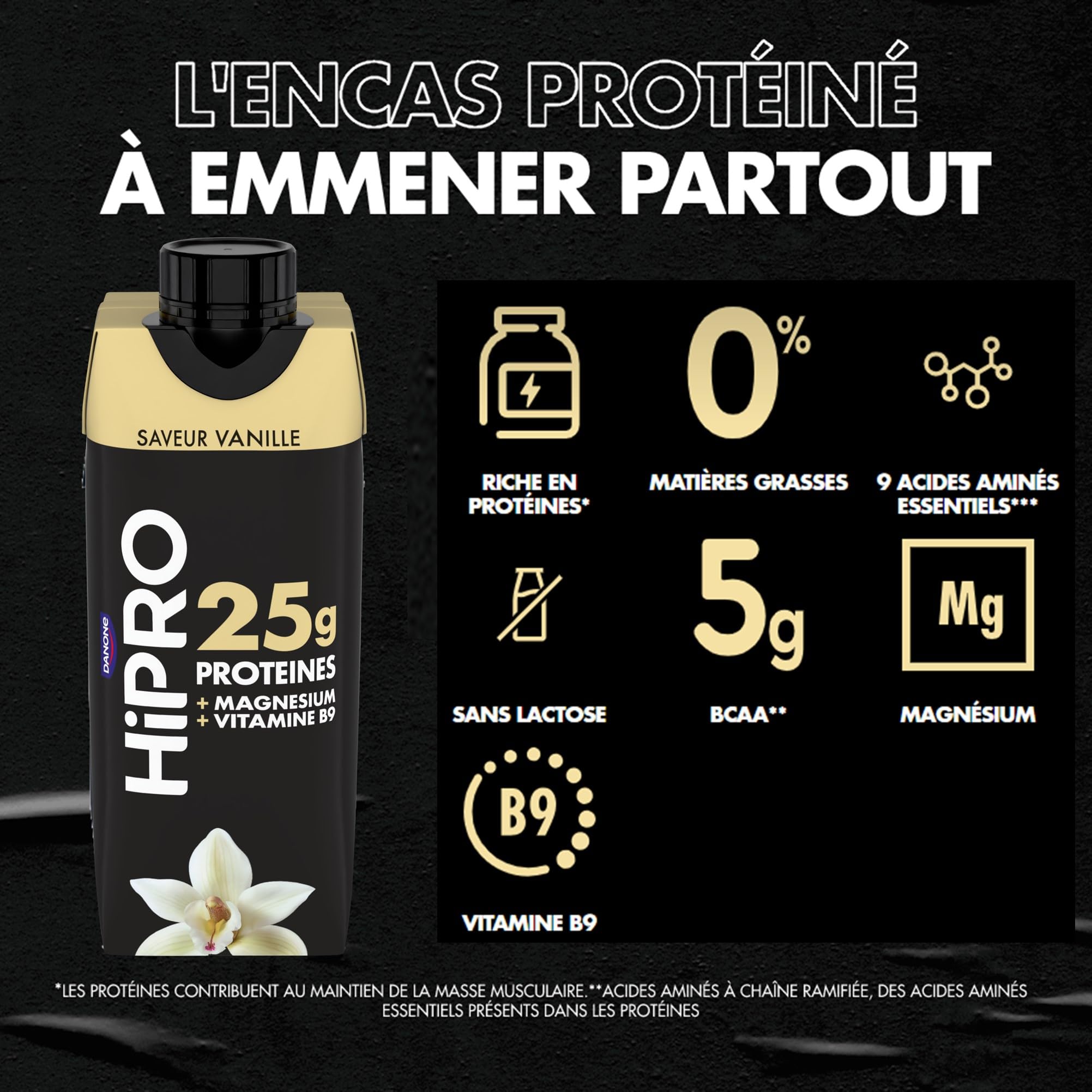 Hipro Boisson Protéinée Goût Vanille, 8 x 330ml