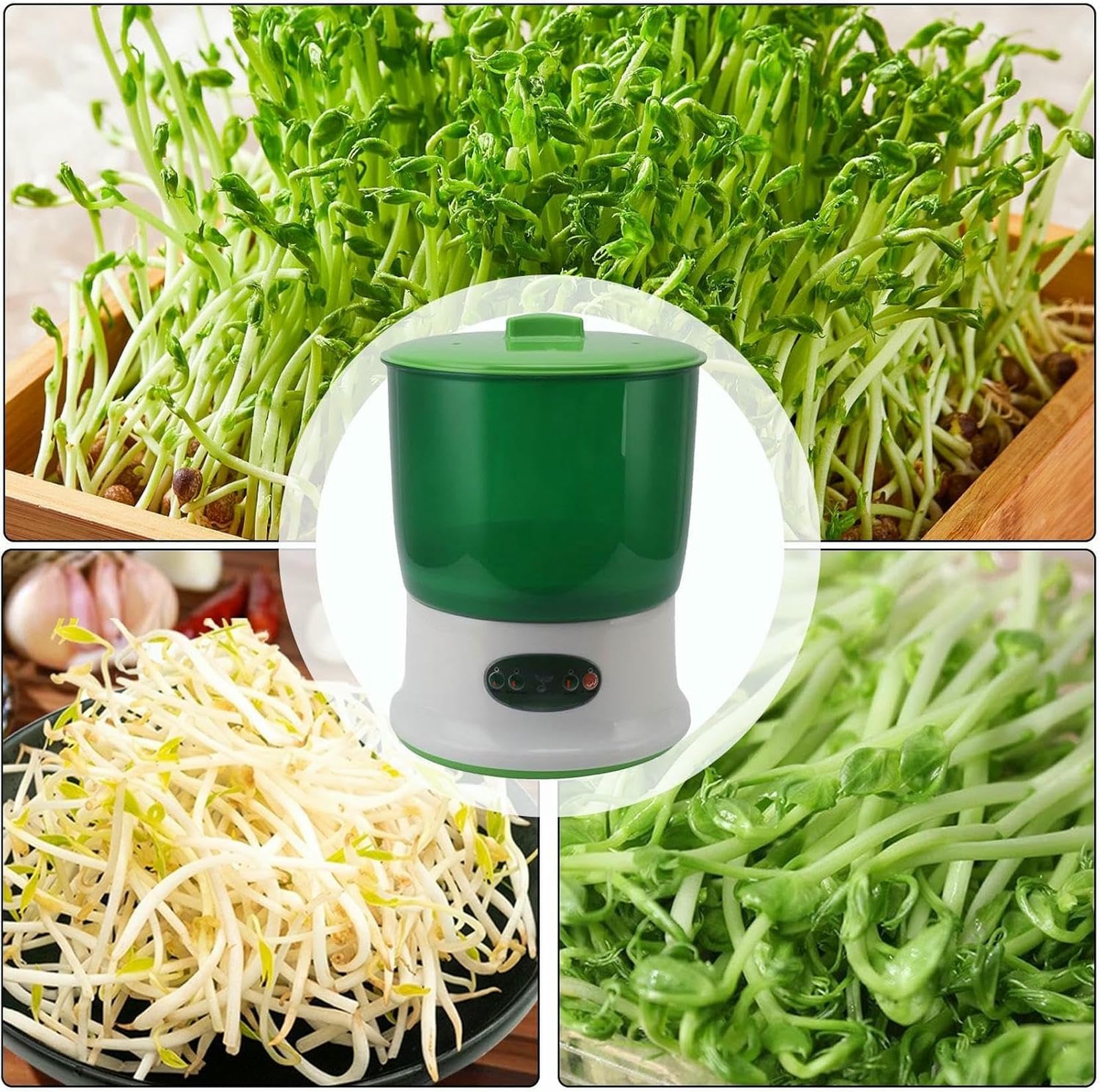 Máquina automática de Cultivo de brotes de Soja | 2 Capas de brotes de Soja | Germinador de Gran Capacidad y Placa de presión para brotes de rábano, Hierba de Trigo y brócoli