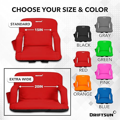 Miniatura 5 de Driftsun Asientos de estadio extra anchos con respaldo  Sillas plegables de lujo para gradas  Silla deportiva plegable impermeable  Fácil de