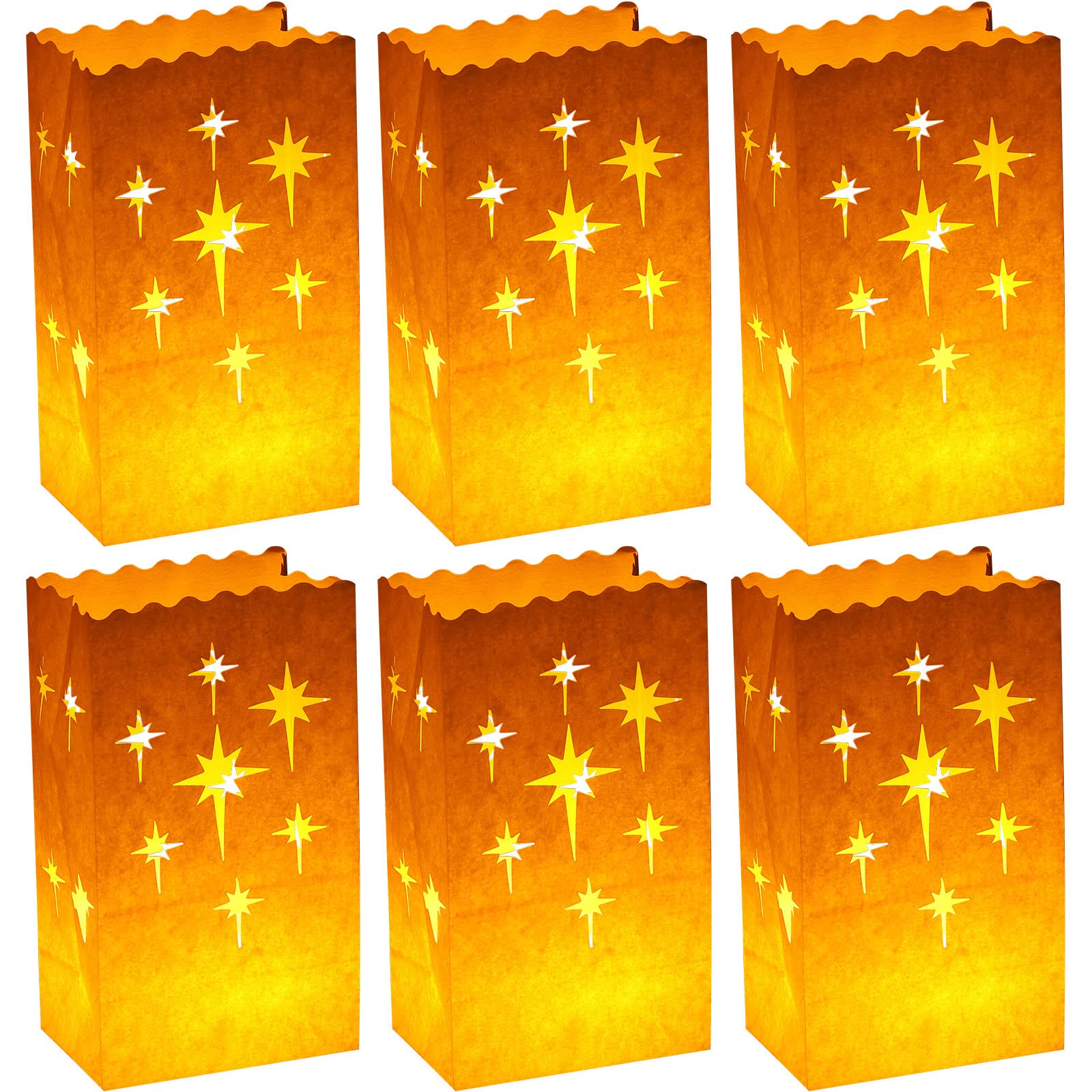 Sherr 100 Pcs White Luminary Bags Valentines Day Luminary Candle Lantern Bag Bulk with Hearts Paper Tea Light Luminaries Flame Resistant for