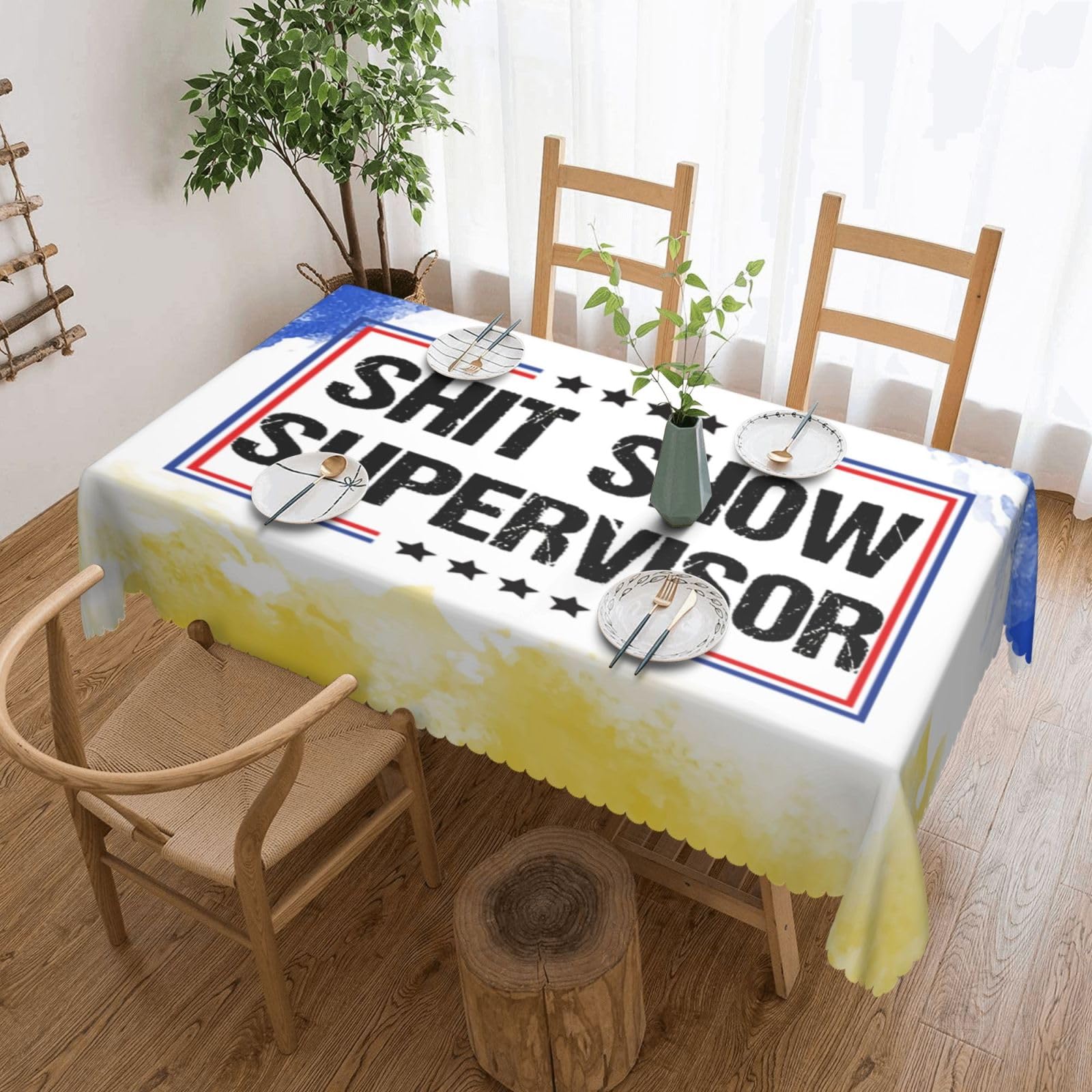 SMAZDFXX Funny Shit Show Supervisor Gifts 54 x 72in Table Cloth,Polyester Rectangle Tablecloth for Kitchen Dining