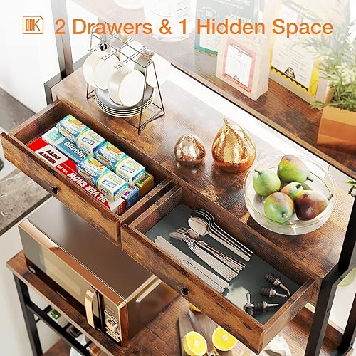 Miniatura 4 de ODK Estante para panaderos con almacenamiento estante para hornear de cocina con cajones soporte para microondas de 6 niveles estante de