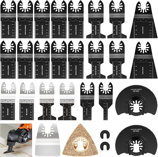 28PCS Oscillating Multitool Blade Set,Multi Tool Blade Cut Wood Metal