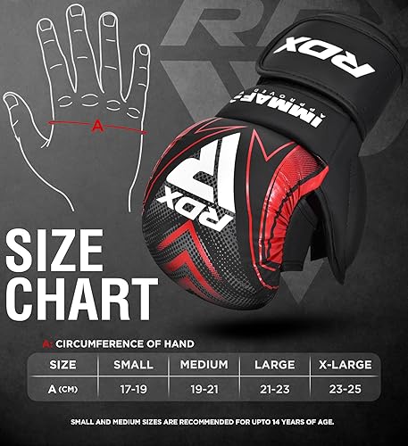 Miniatura 3 de RDX IMMAF - Guantes de agarre de sparring aprobados, diseño híbrido de grado profesional para nivel de competencia y entrenamiento, palma abierta