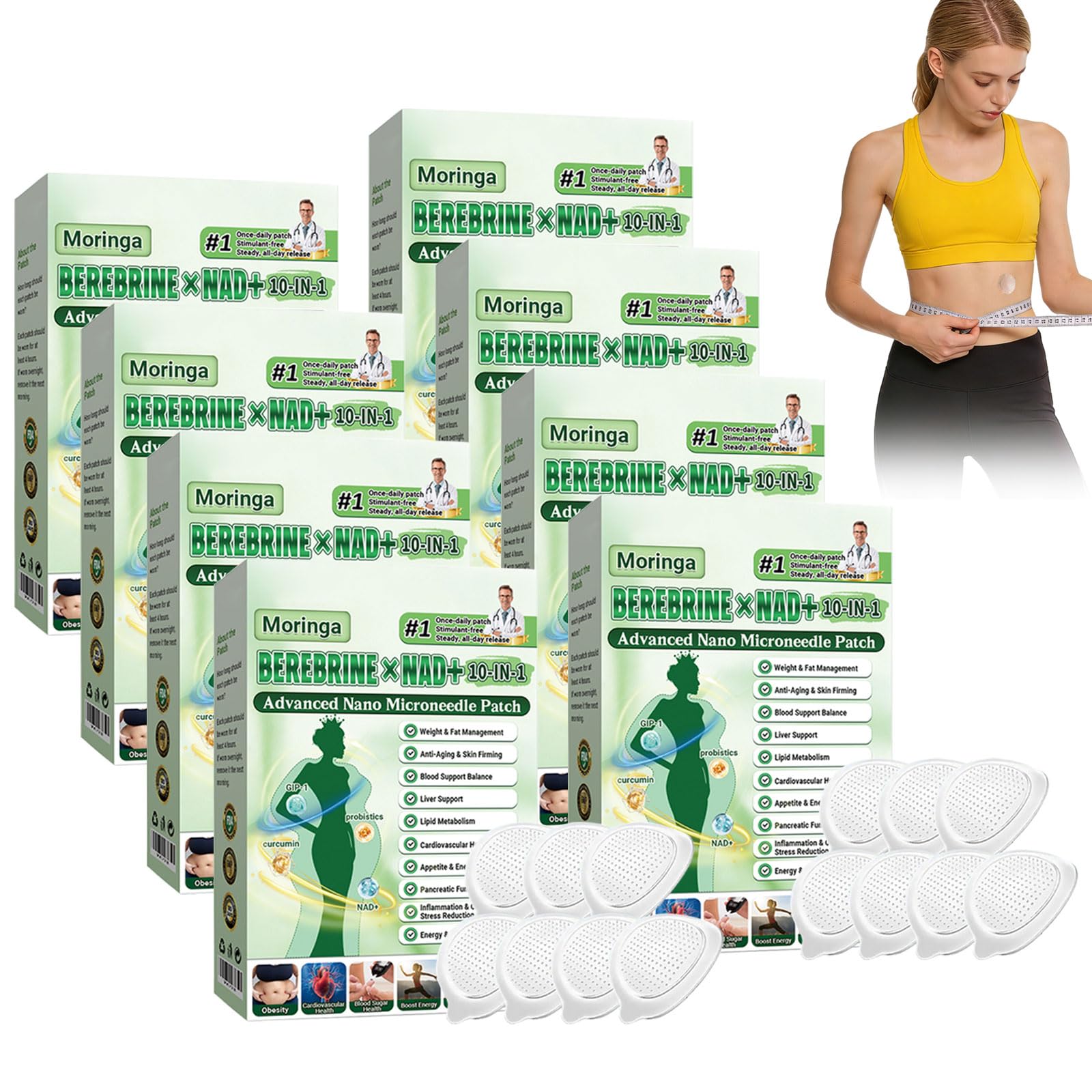 4 Cajas Moringa x Berberine Patch 10 en 1, Parche Avanzado de Nano Microagujas, Ingredientes Naturales, Parche de Metabalance Profesional, Fácil de Aplicar, para Hombres y Mujeres (4 Cajas) — view 13