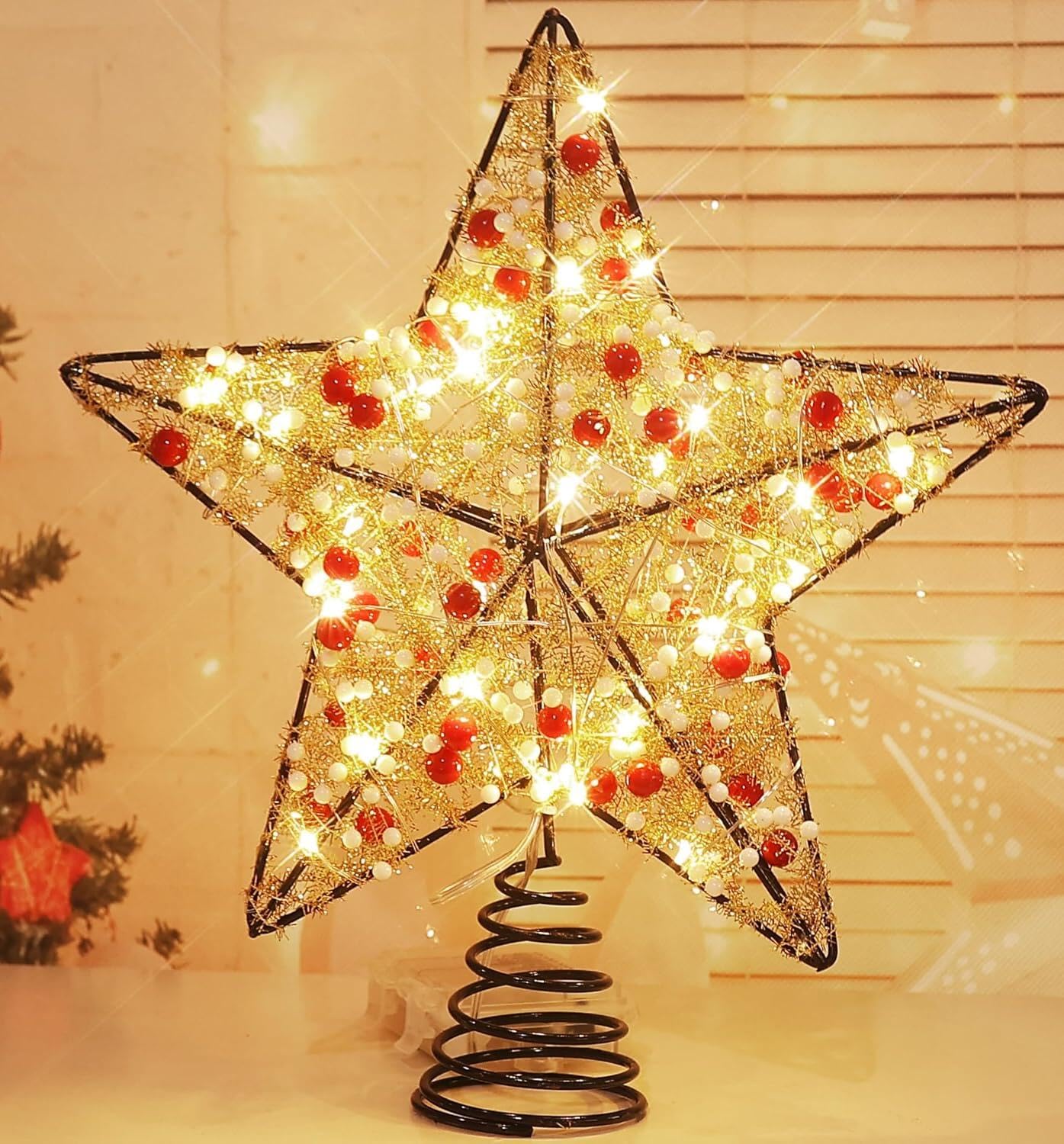 Amazon.com: Christmas Star Tree Topper, 11.8In 3D Star Tree Topper ...