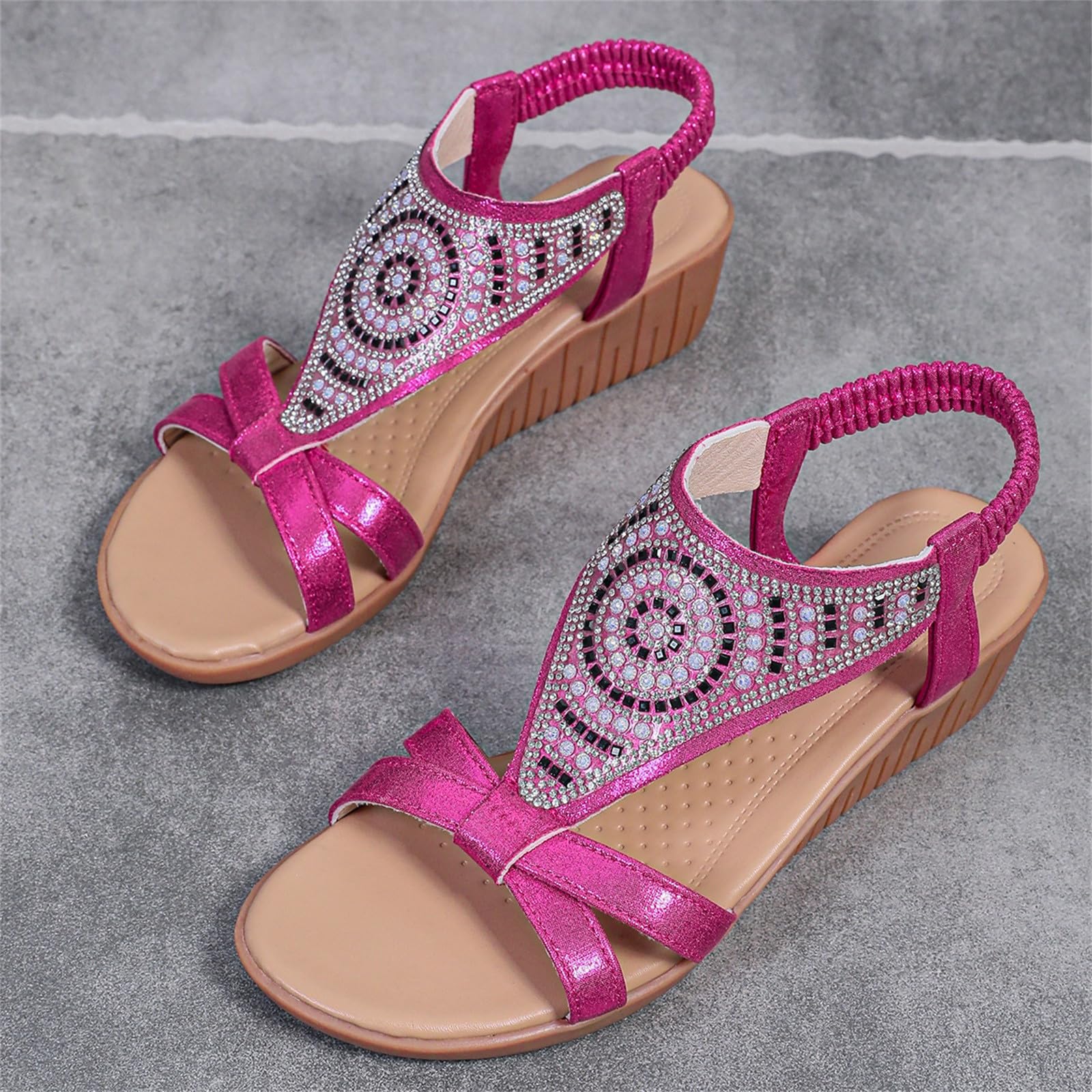 Generico Sandales De Marche Femme Confortables LéGèRes AntidéRapantes Semelle Souple Respirantes Chaussures Femme éTé éLéGantes Mules OrthopéDiques Coupe Large Ville Vacances