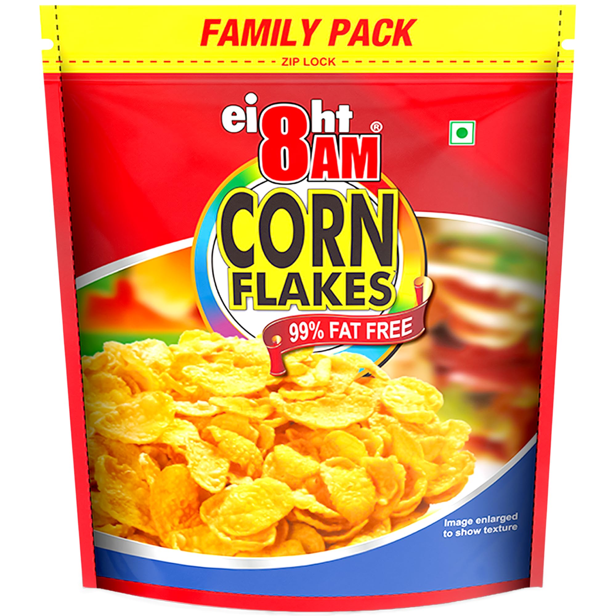 8AM Corn Flakes Family Pack 1kg, 92% Corn, 99% Fat Free, No