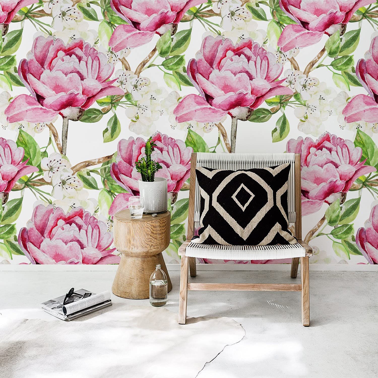 Fotomurale de flores de peonías para tapar imperfecciones de la pared fácil