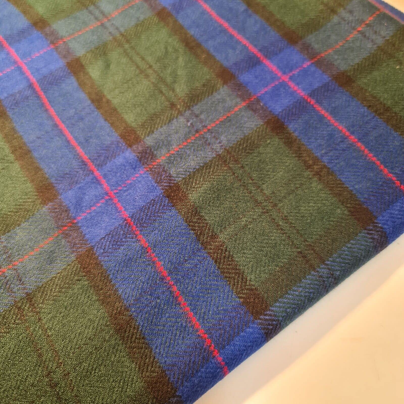 Premium Soft Brush Printed Flannel 100% Cotton Multiple Designs Kids (Green Blue Tartan)