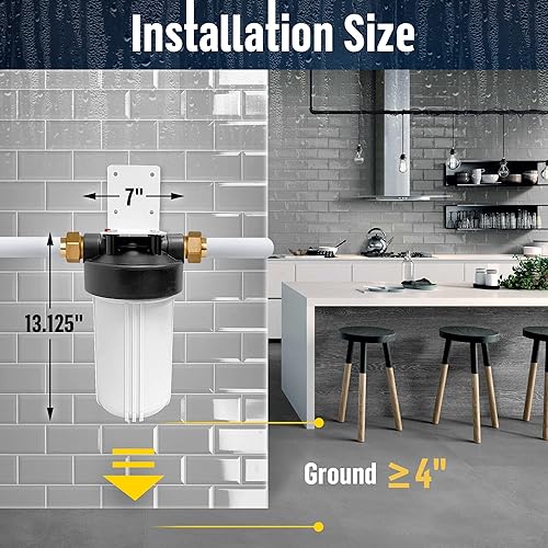 Miniatura 6 de Sistema purificador de filtro para toda la casa de 10 x 4.5 pulgadas de alta capacidad para agua de pozos o ciudades, botón de alivio de