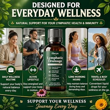 Elavyn Lymphatic Drainage Drops, 6-in-1 Flow+ by Elavyn Lymphatic Drainage Supplements with Echinacea, Calendula, Burdock Root, Supports Lymphatic Health & Immunity, Natural Cleanse & Detox (1)
