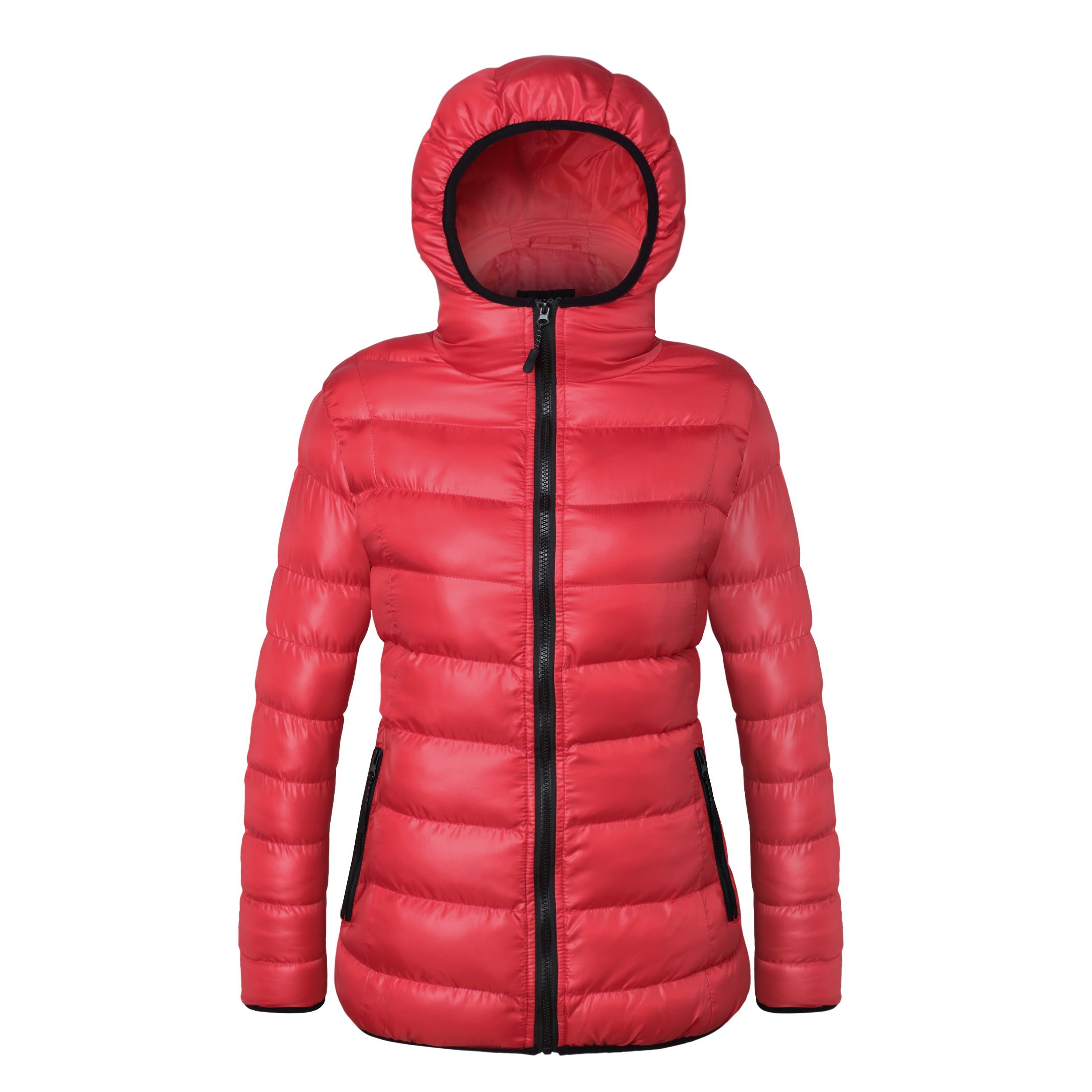 U2Wear Women's Winter Quilted Hooded Puffer Coat Hip Length (HSP 26