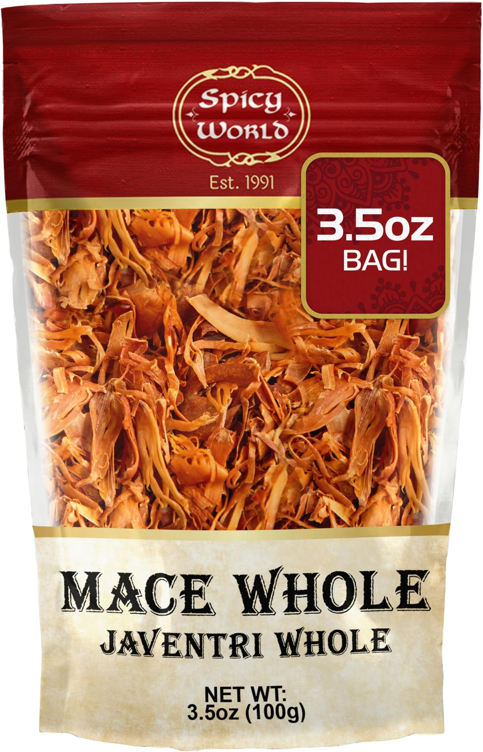 Spicy World Mace Whole 3.5oz (100g) - Javathri, Pure, Natural, Nutmeg's Rind