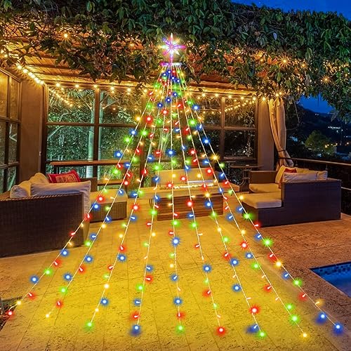 Miniatura 2 de (Nuevo) Luces de decoración de Navidad, 320 luces LED para árbol de Navidad [8 modos y resistente al agua], con adorno de estrella iluminada de 11
