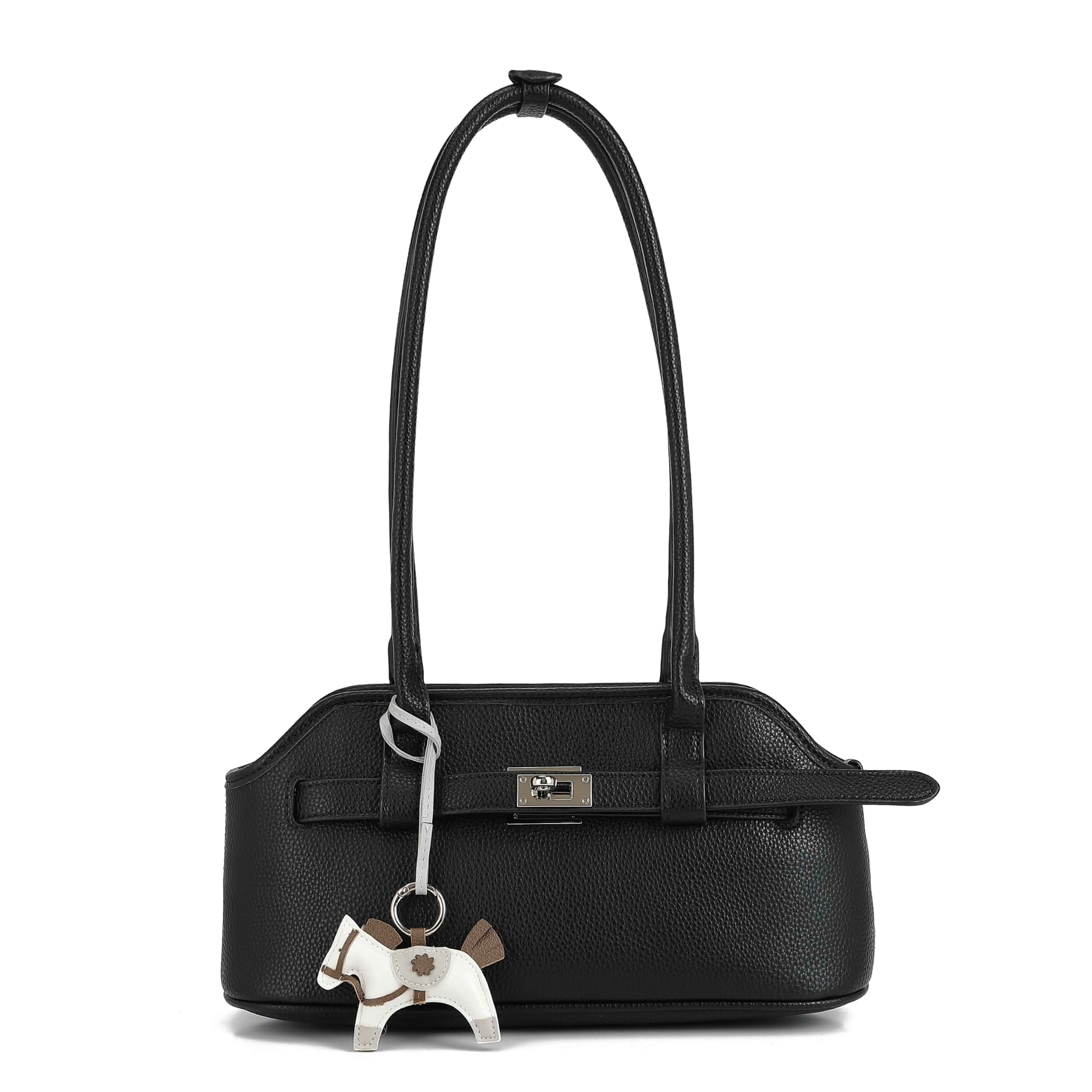 COC.EFRENAR Women's small shoulder bag, faux leather baguette style, twist closure, suitable for work, dates and travel
