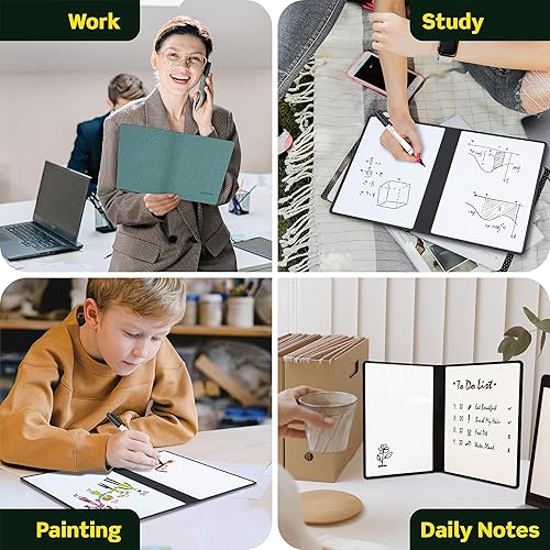 Miniatura 7 de SOTER Pizarra blanca pequeña de borrado en seco, mini pizarra blanca de escritorio, doble cara, portátil, plegable, cuaderno de borrado en seco,