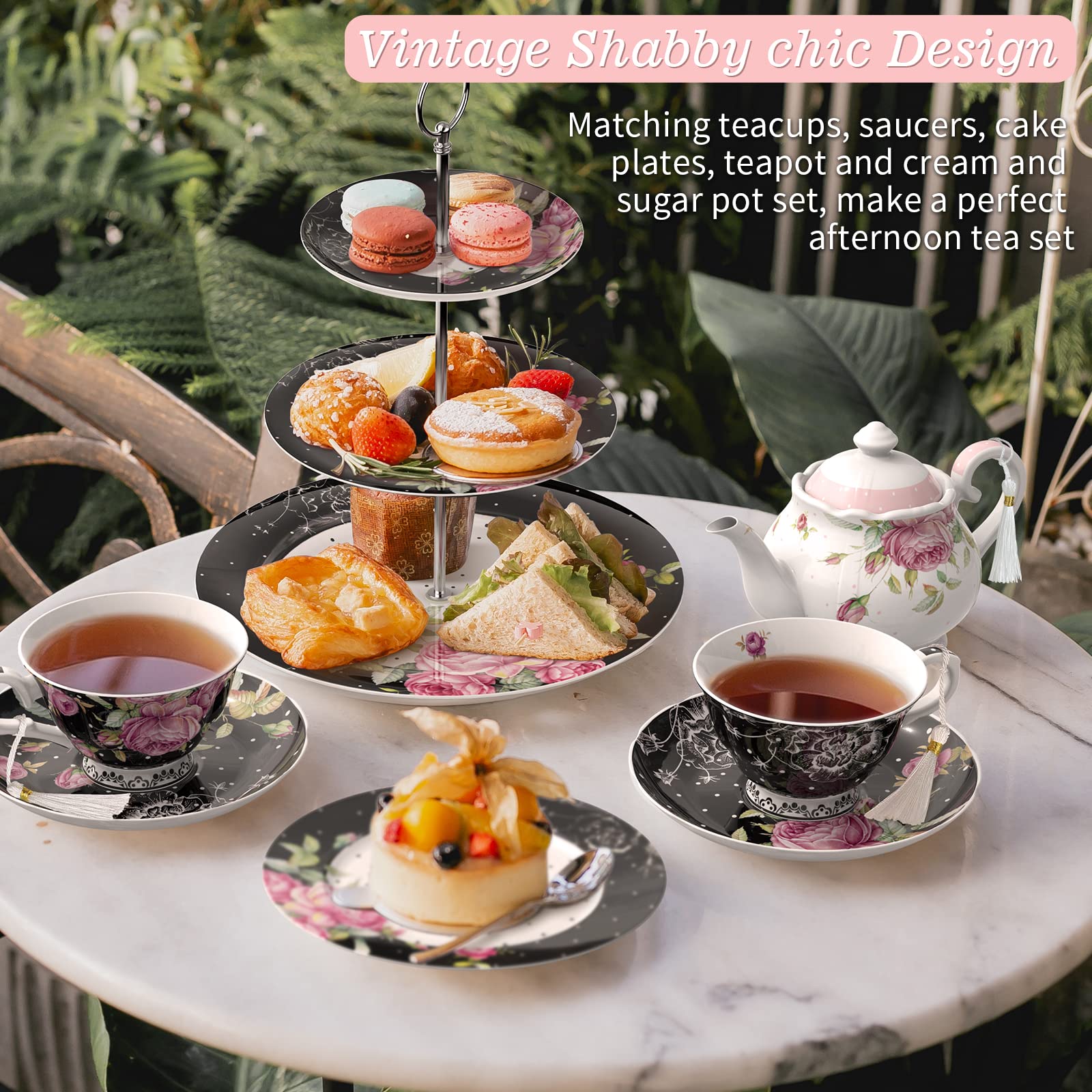 Amazon.co.jp: London Boutique 3段ケーキスタンド アフタヌーンティー