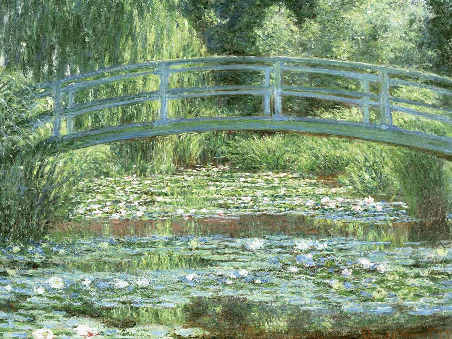 手書き油絵 クロード・モネ 睡蓮の池 日本の橋 額付 絵画 インテリア ☆アウトレット☆手書き油絵 モネ 睡蓮の池 日本の橋 額付 絵画 油彩