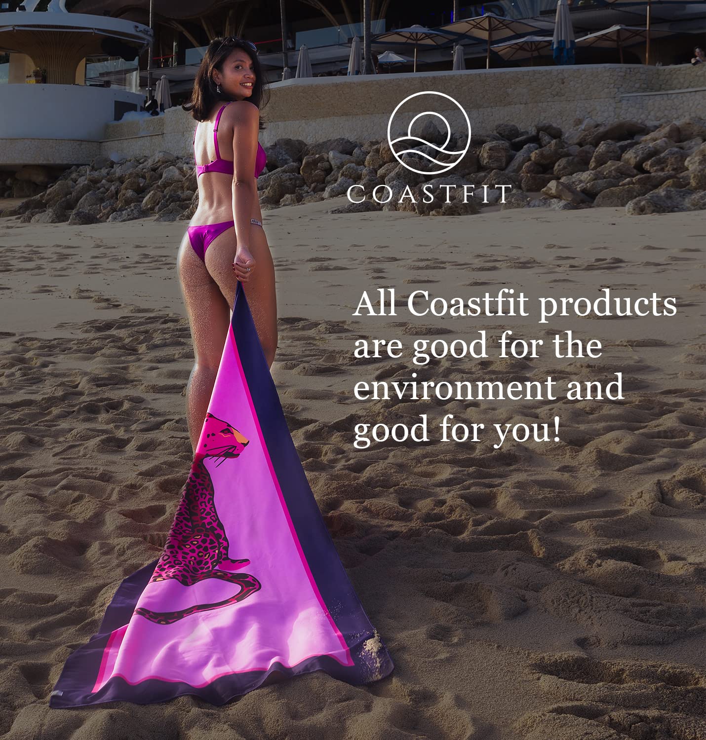 Premium Oversized Pool Strandtuch aus nachhaltigen Materialien (Flamingo Pink)