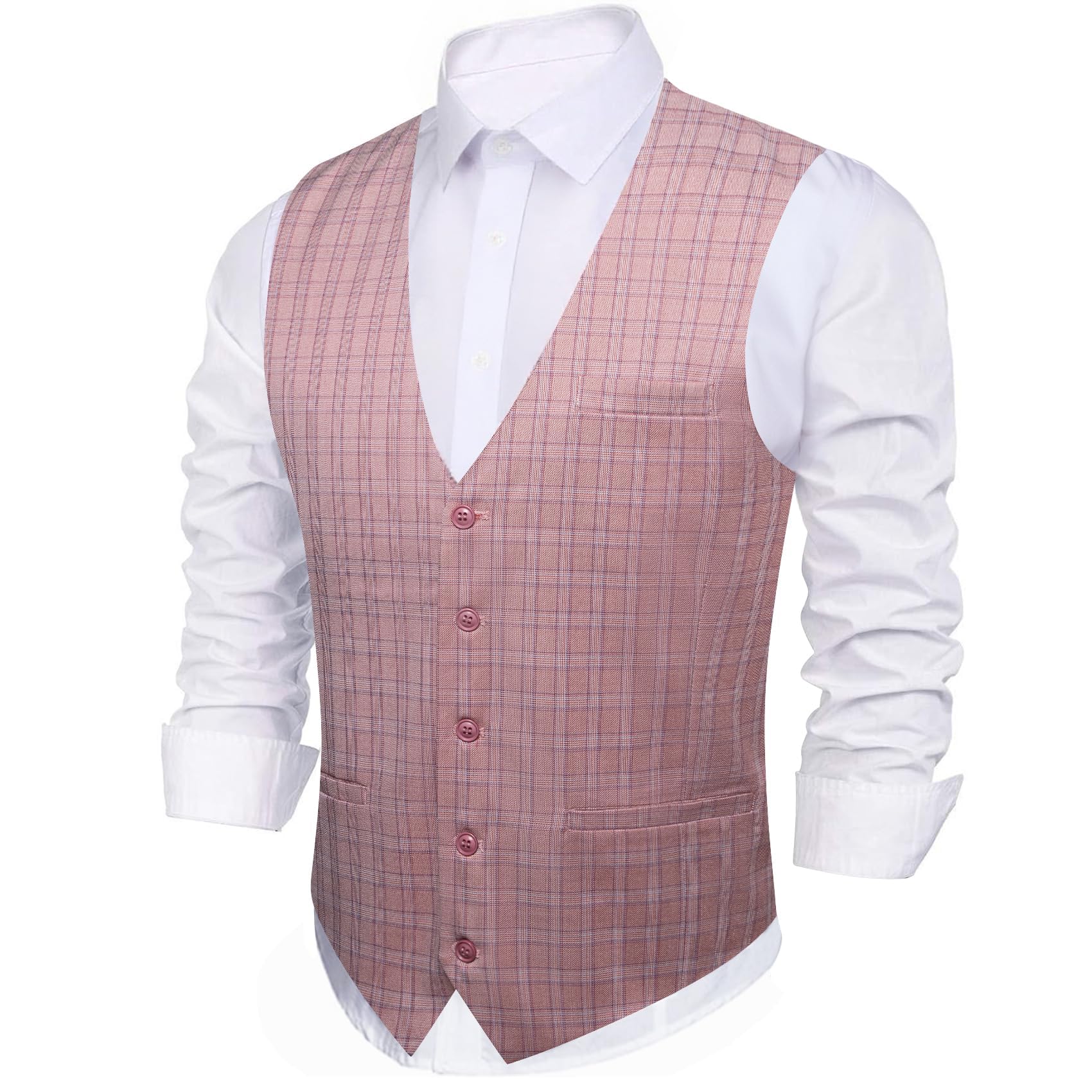 Barry.Wang Gilet da uomo formale e cravatta set gilet business tinta unita matrimonio slim fit smoking gilet con scollo a V