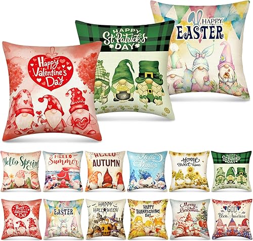 Miniatura 1 de Newwiee 12 fundas de almohada para el día de San Patricio, Pascua, 18 x 18 pulgadas, para invierno, temporada, retro, para porche, banco, sofá,