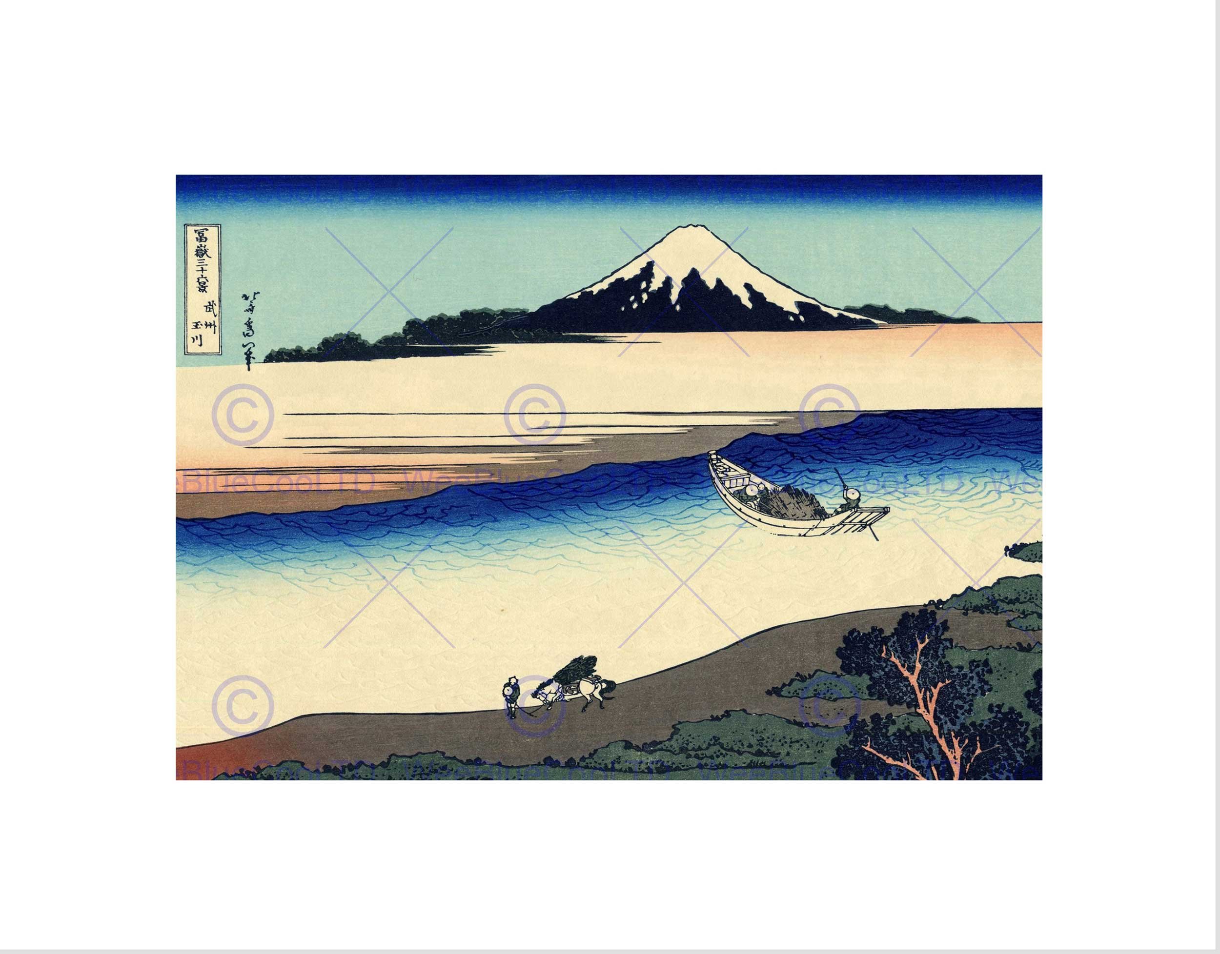 Wee Blue Coo Katsushika Hokusai Tama River Musashi Province Wall Art Print