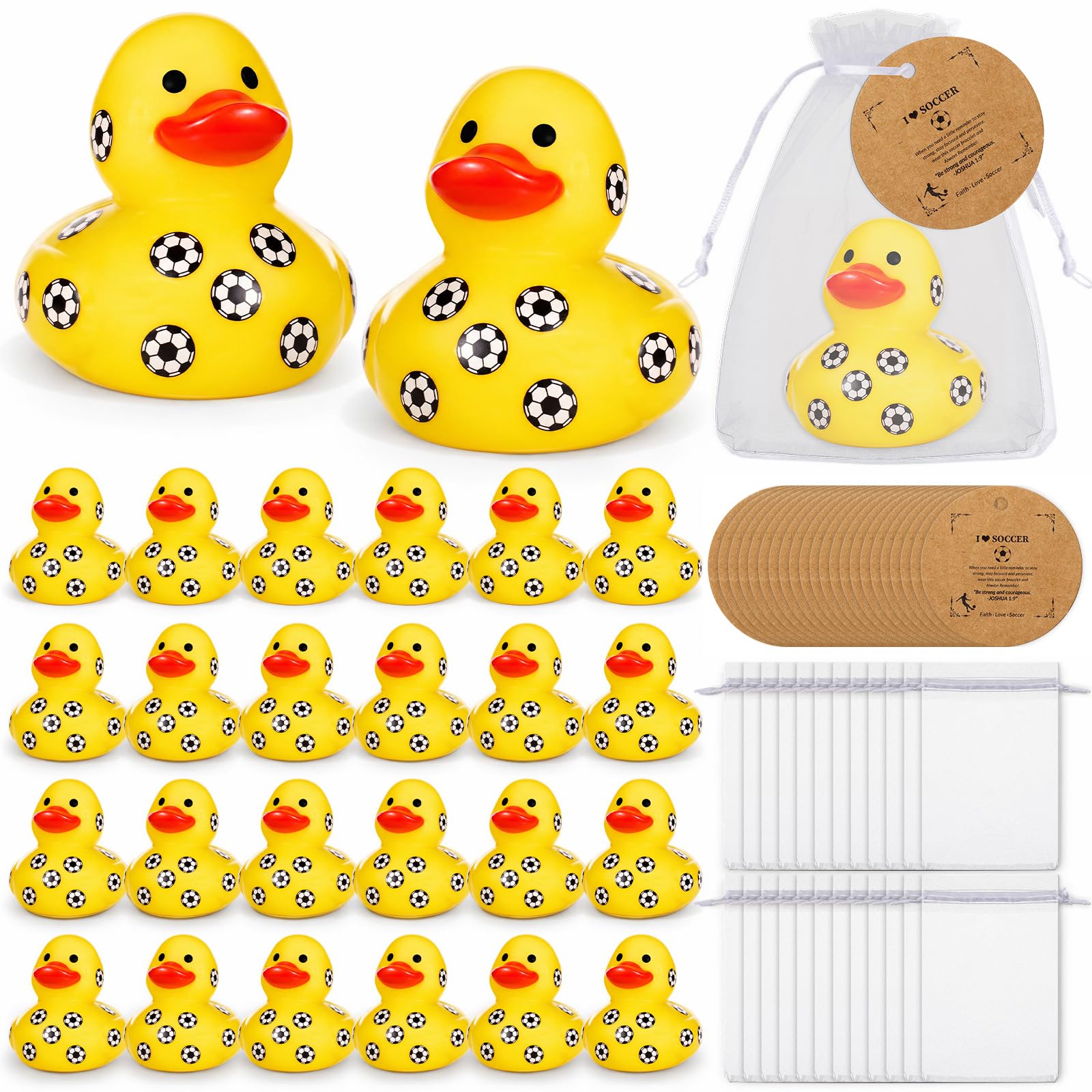 Amyhill 24 Sets Mini Soccer Rubber Ducks Gifts Soccer Party Favors