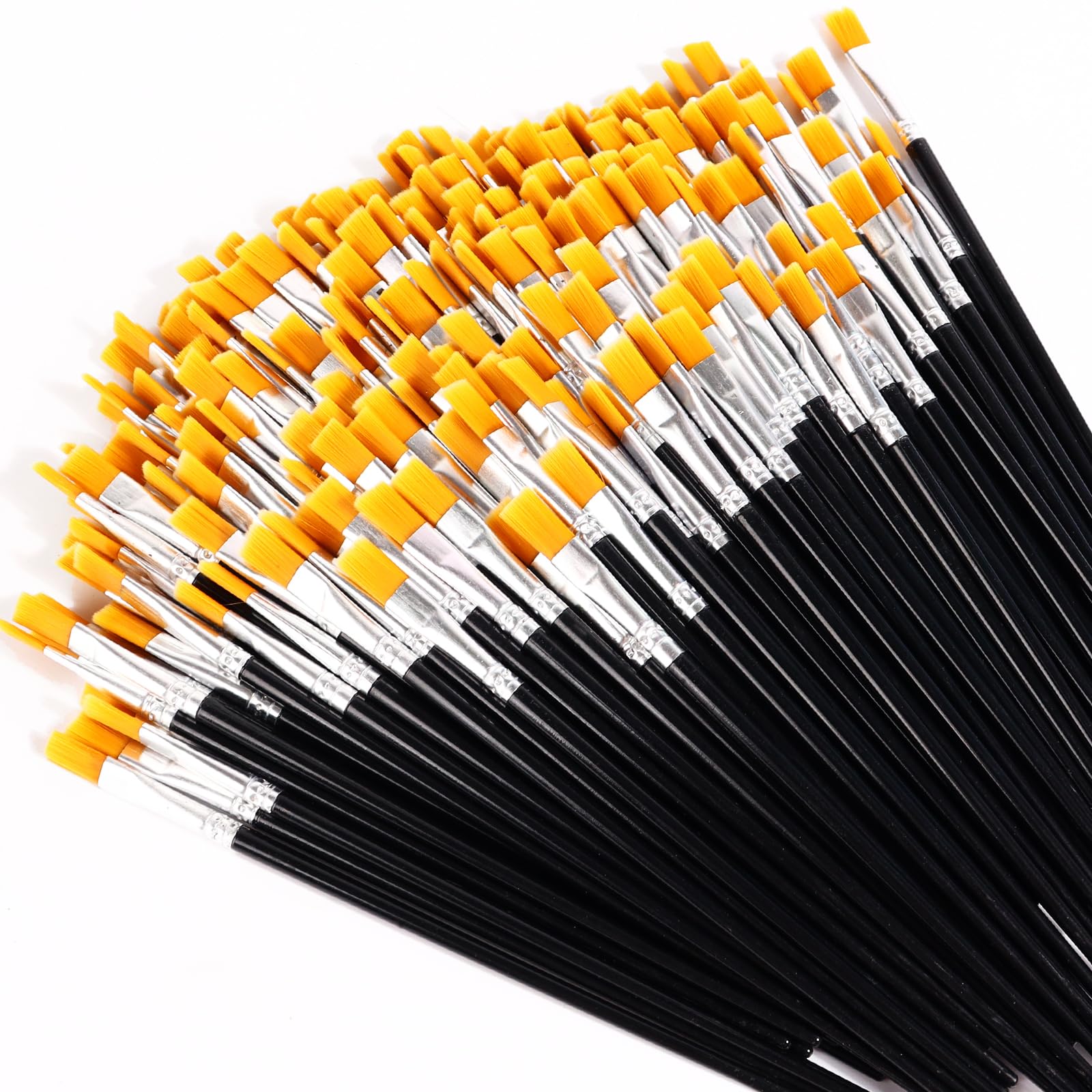 100Pcs Paint Brushes for Acrylics Painting Kids Paintbrushes Flat Nylon Hair Crafts Brush Small Oil Watercolors Artist Supplies Bulk for Children and Adult, Black