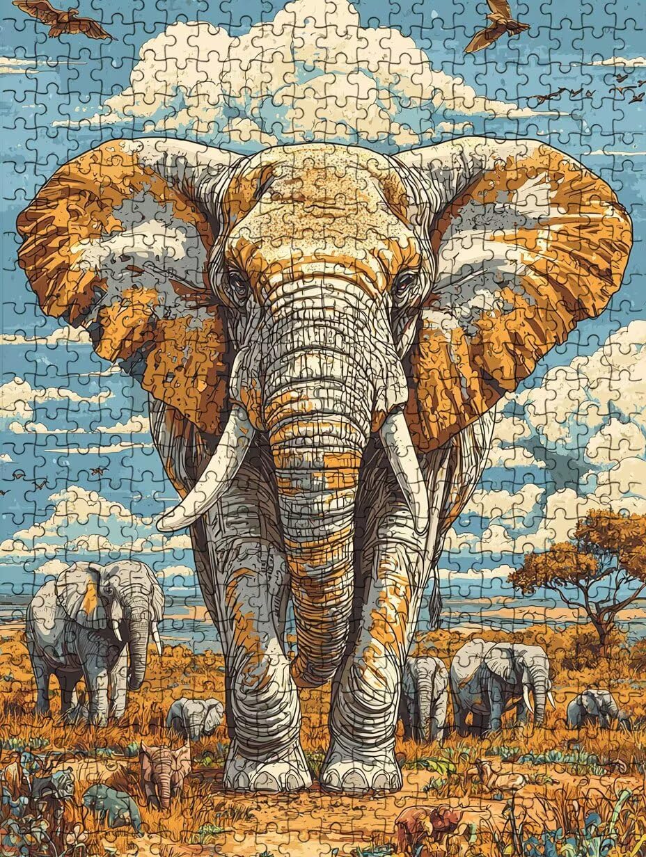 Puzzle dla dorosłych 4000, słoń zwierzęcy, 4000 elementów, dla dorosłych, wymagające gry logiczne, klasyczne układanki, niemożliwe do złożenia ręcznie robione, zabawne zajęcia rodzinne BXHZW0-215