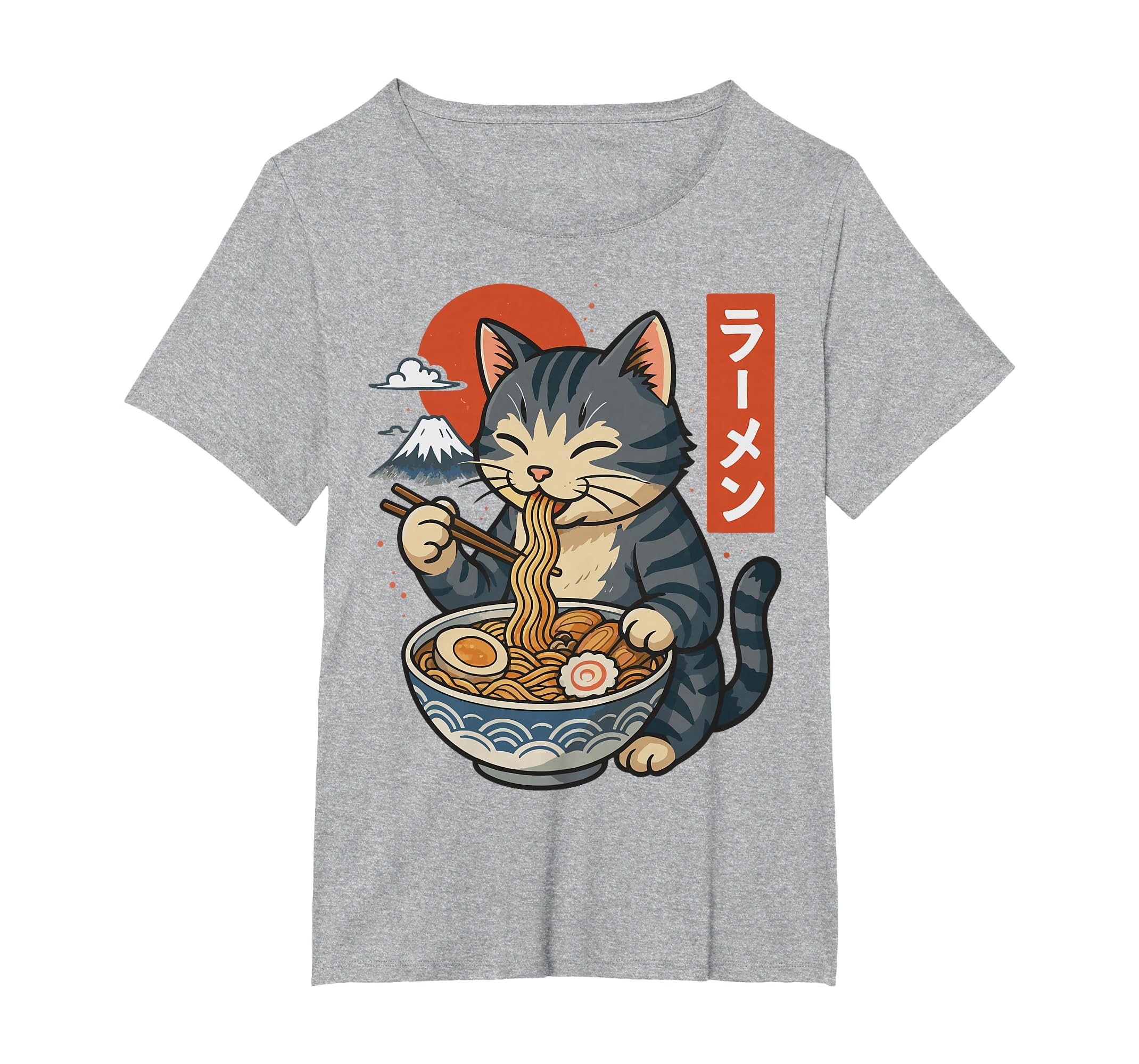 Anime Cat Eating Ramen Retro Kawaii Ramen Cat T-Shirt
