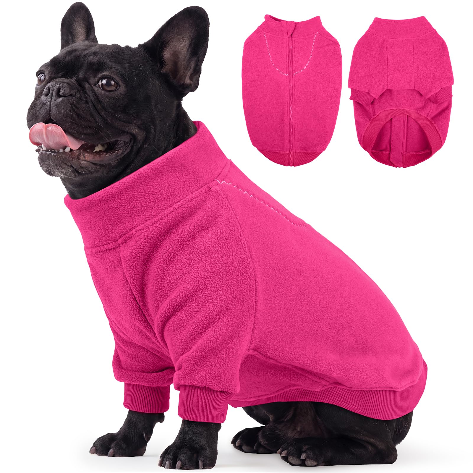 BRKURLEG Fleece Dog Sweater for Small to Large Dogs, Rose Red, XS