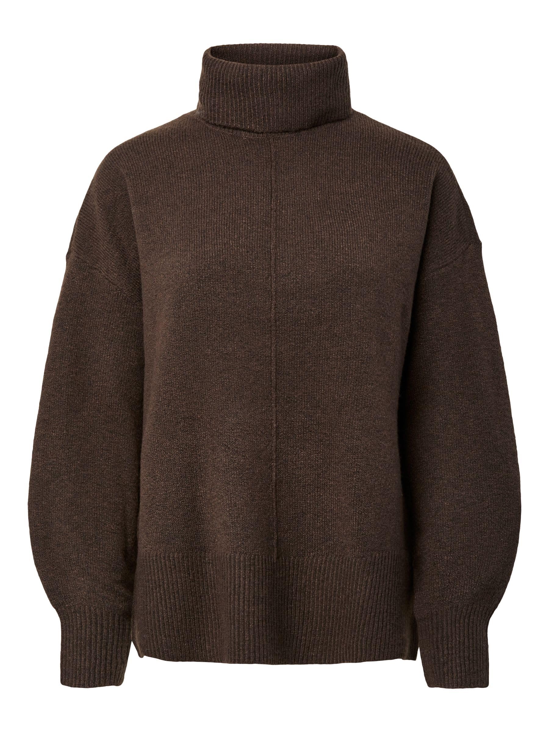 PIECES Womens Pcmalou LS Rollneck Knit Noos Bc, Hot Fudge, M UK