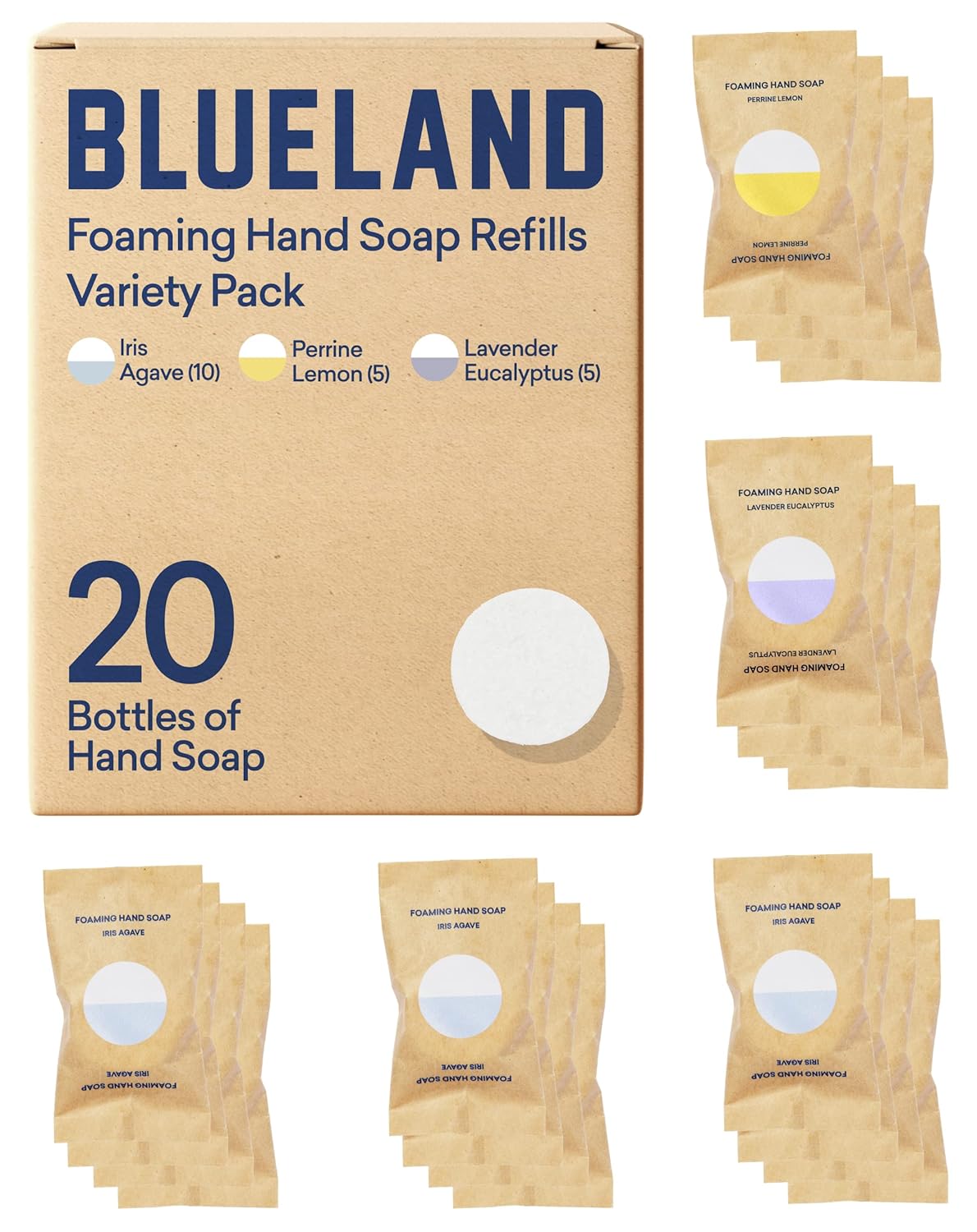 BLUELAND Foaming Hand Soap Tablet Refills 20 Pack Eco