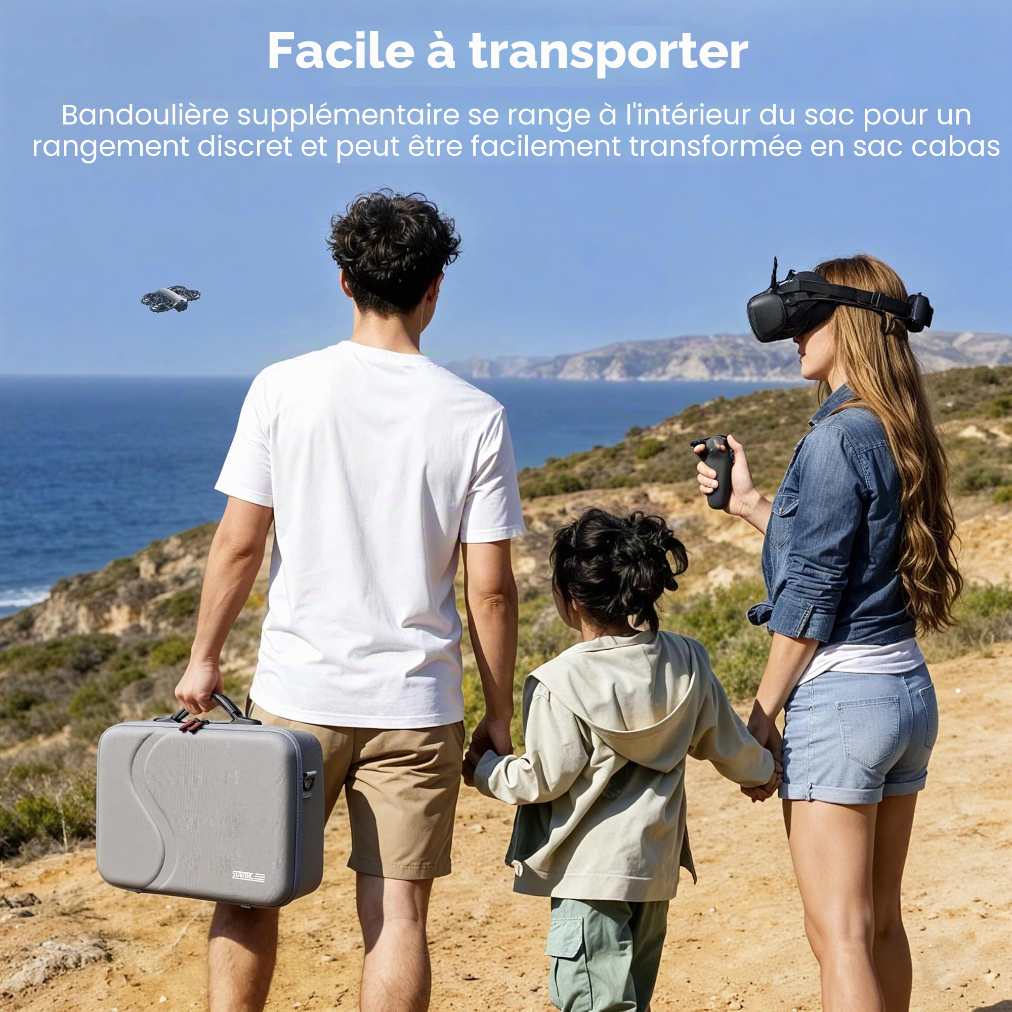 STARTRC Sac de transport portable en polyuréthane pour Neo 2 et lunettes N3, pour DJI Neo 2 Motion Fly More Combo pour RC Motion 3, lunettes N3, station de charge [sac uniquement], gris, Confortable