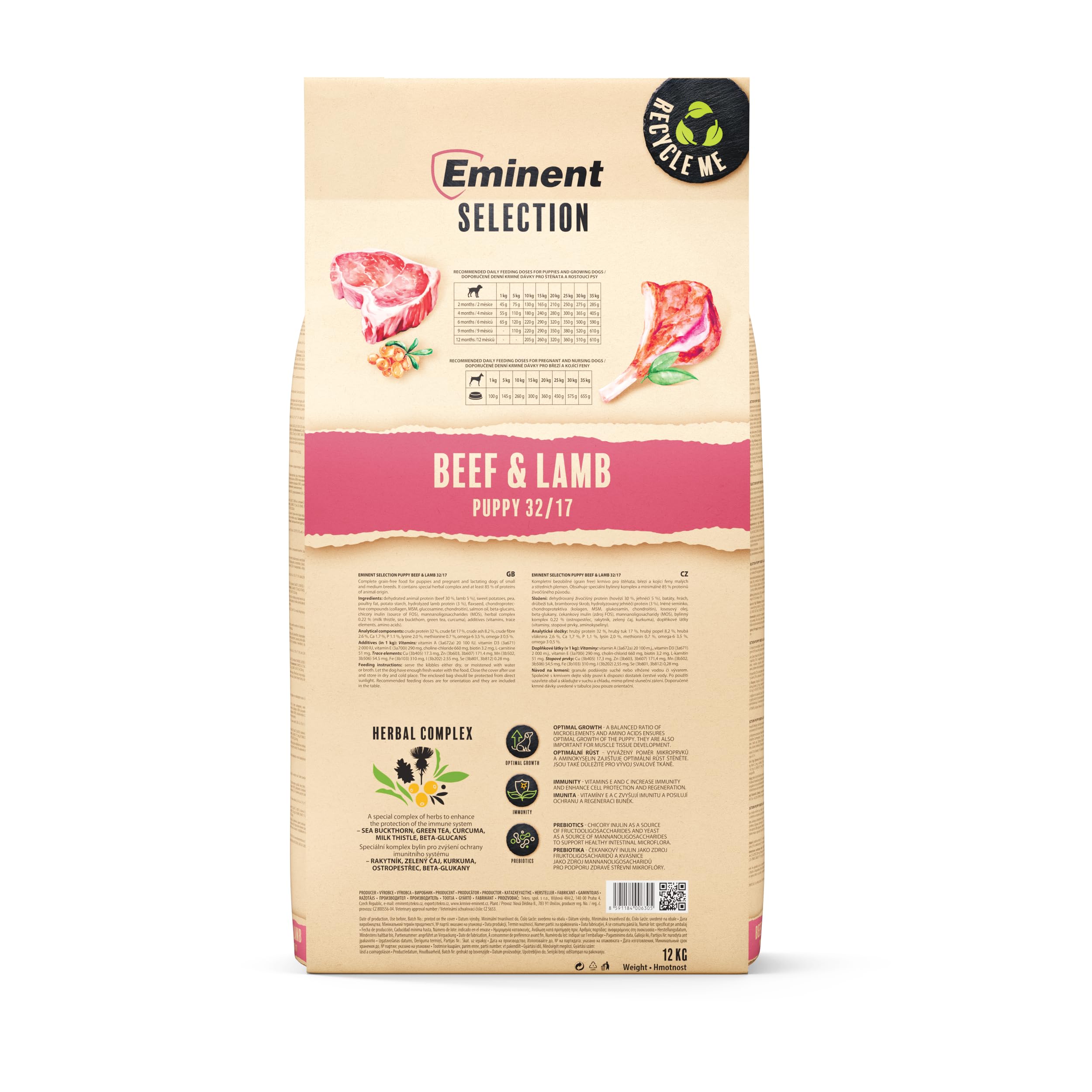 Eminent Selection Puppy – Natürliches Trockenfutter für Welpen | Rind & Lamm | Glutenfrei, leicht verdaulich & reich an Proteinen | Für gesundes Wachstum & Starke Abwehr (12 kg)