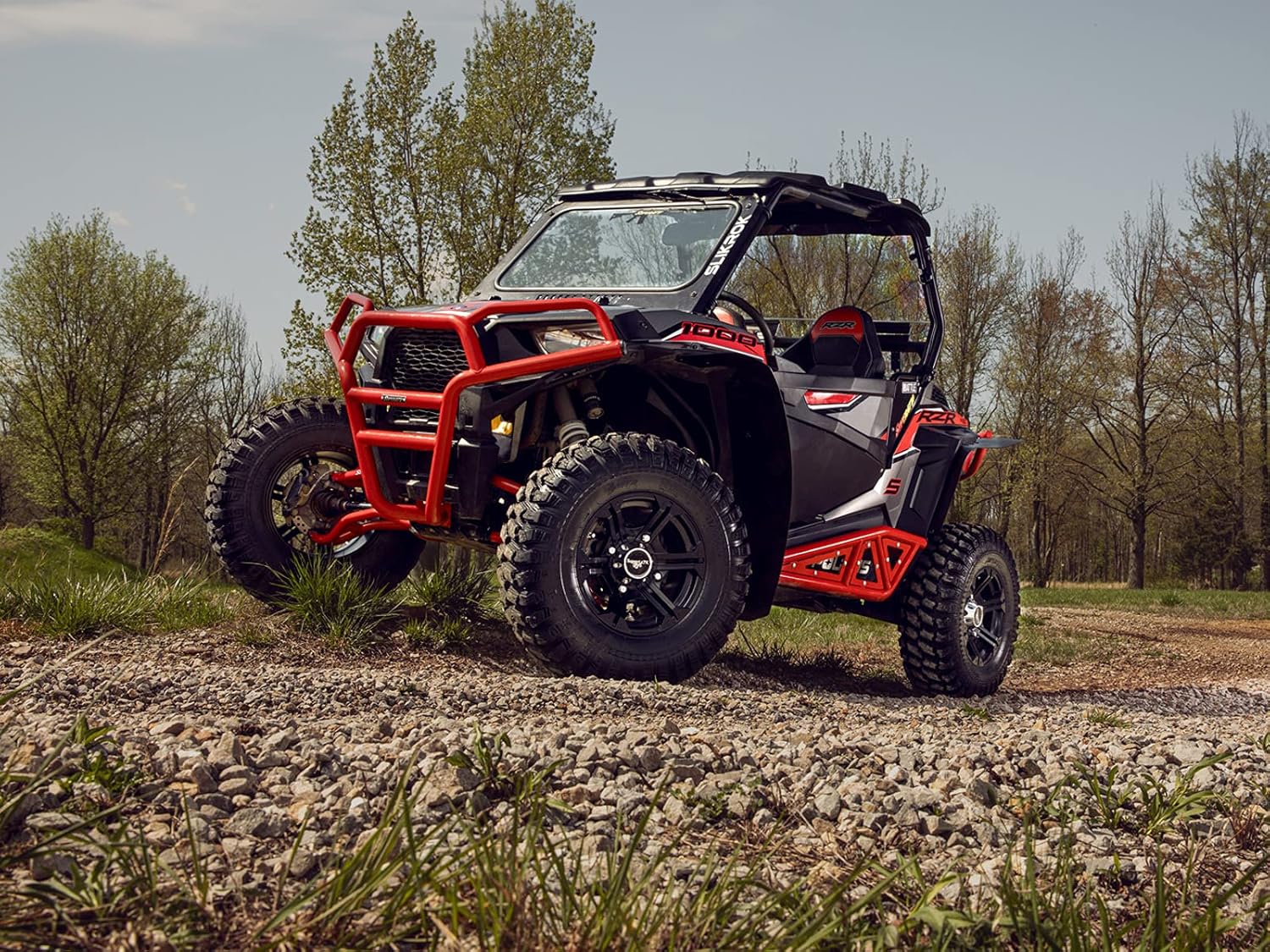 SuperATV 1.5" Forward Offset A Arms for 2021+ Polaris RZR Trail S 900 / S 1000 | Fits Larger Tire Size | Red | 1.25” Tubing 25% larger Than Stock